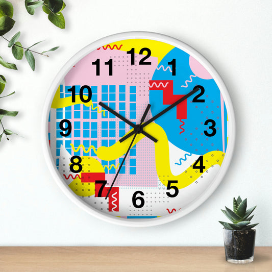 Bright Pastel Colors Retro 1980s Inspired Wall Clock