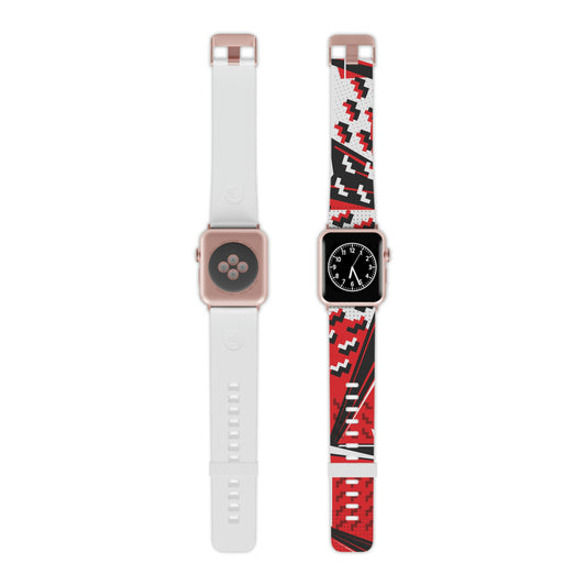 Red Black and White Geometric Watch Band for Apple Watch