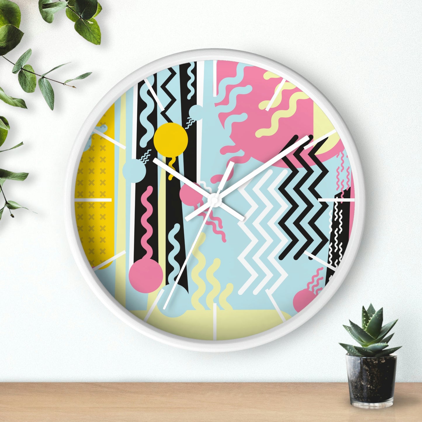 1980s Retro Abstract Design - Pastels - Wall Clock