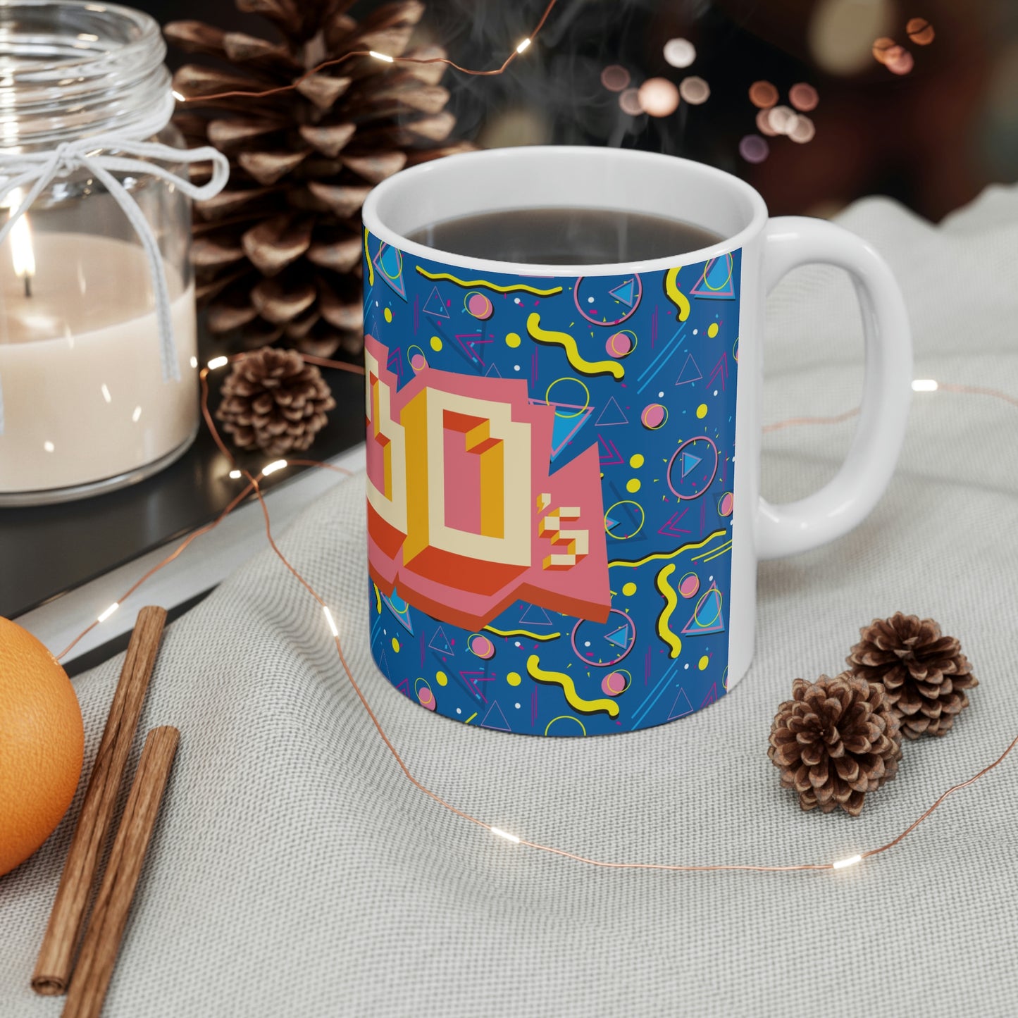 Ceramic Mug 11oz 1980 Retro Graphic Abstract Design - I Love the 1980s -