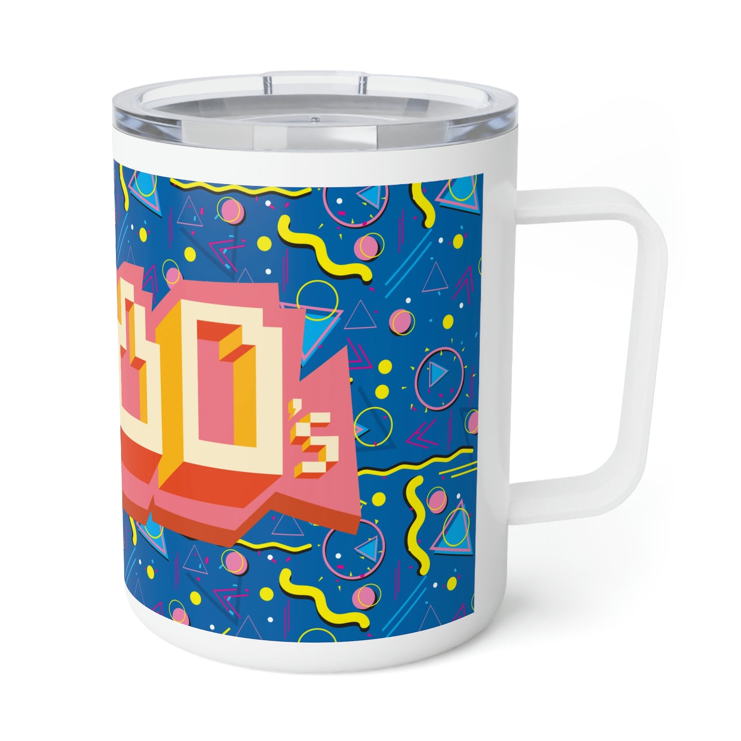 I Heart the 1980s Abstract Graphic Art Muscle Pants Design Insulated Coffee Mug, 10oz