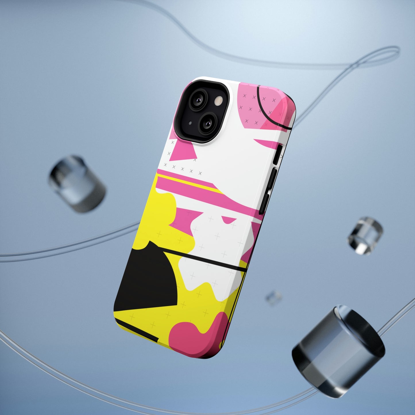 Impact-Resistant Cases - 1980s Retro Abstract Graphic Art - Pink Yellow Black -