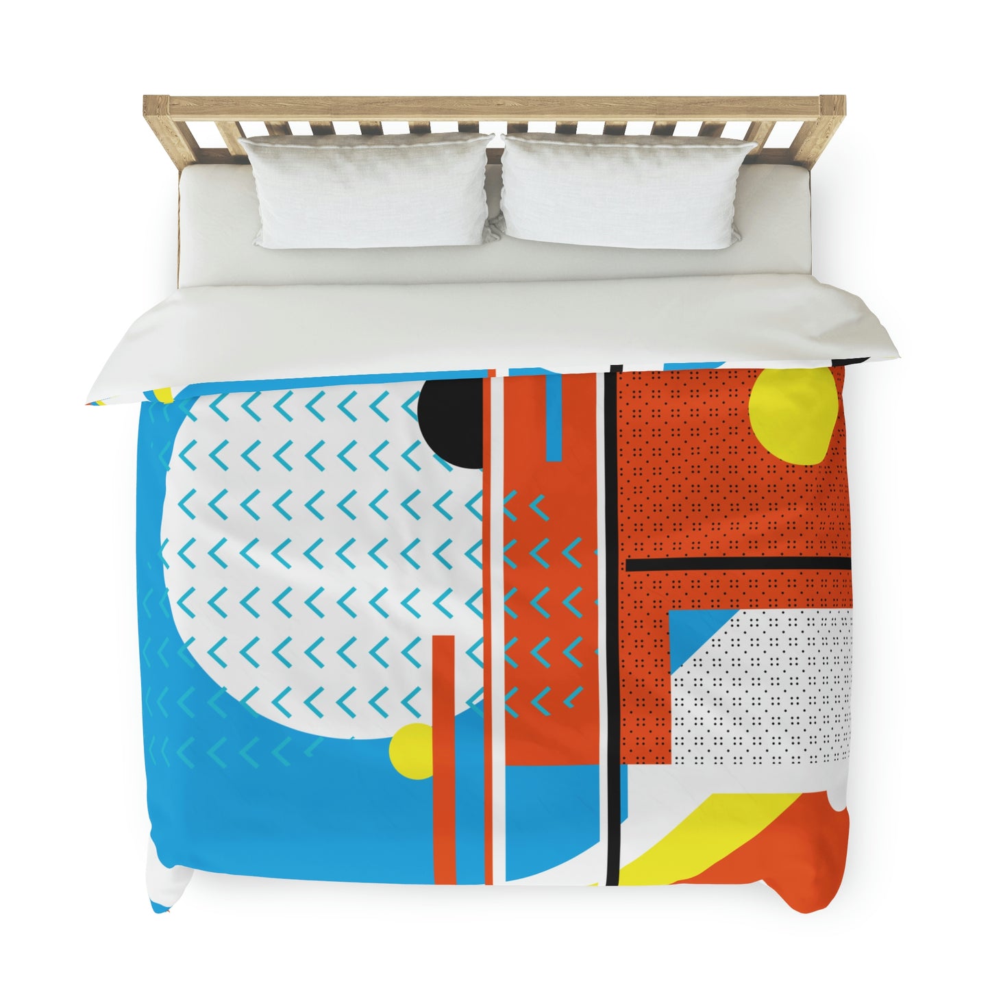 1980s Retro Graphic Art Abstract - Square Peg Round Hole - Duvet Cover