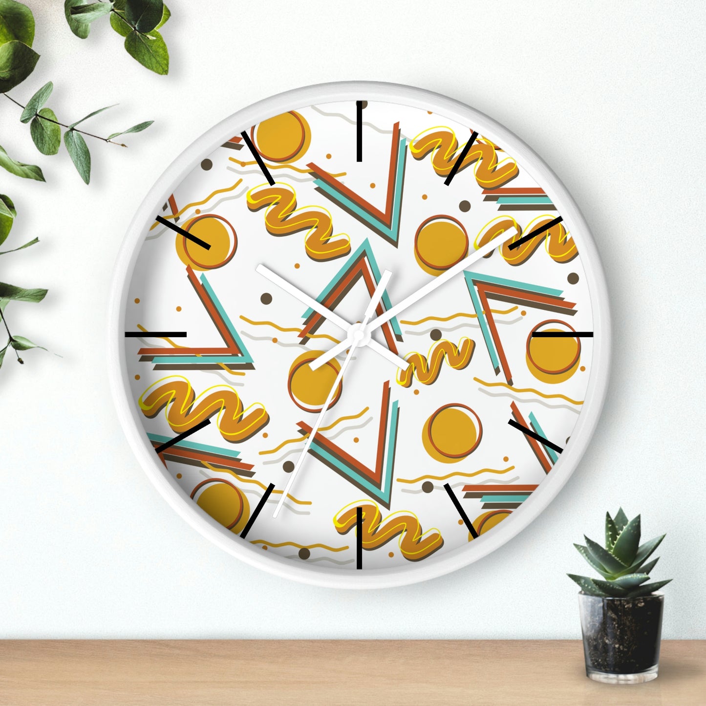 1980s Retro Abstract - Burger and Fries - Wall Clock