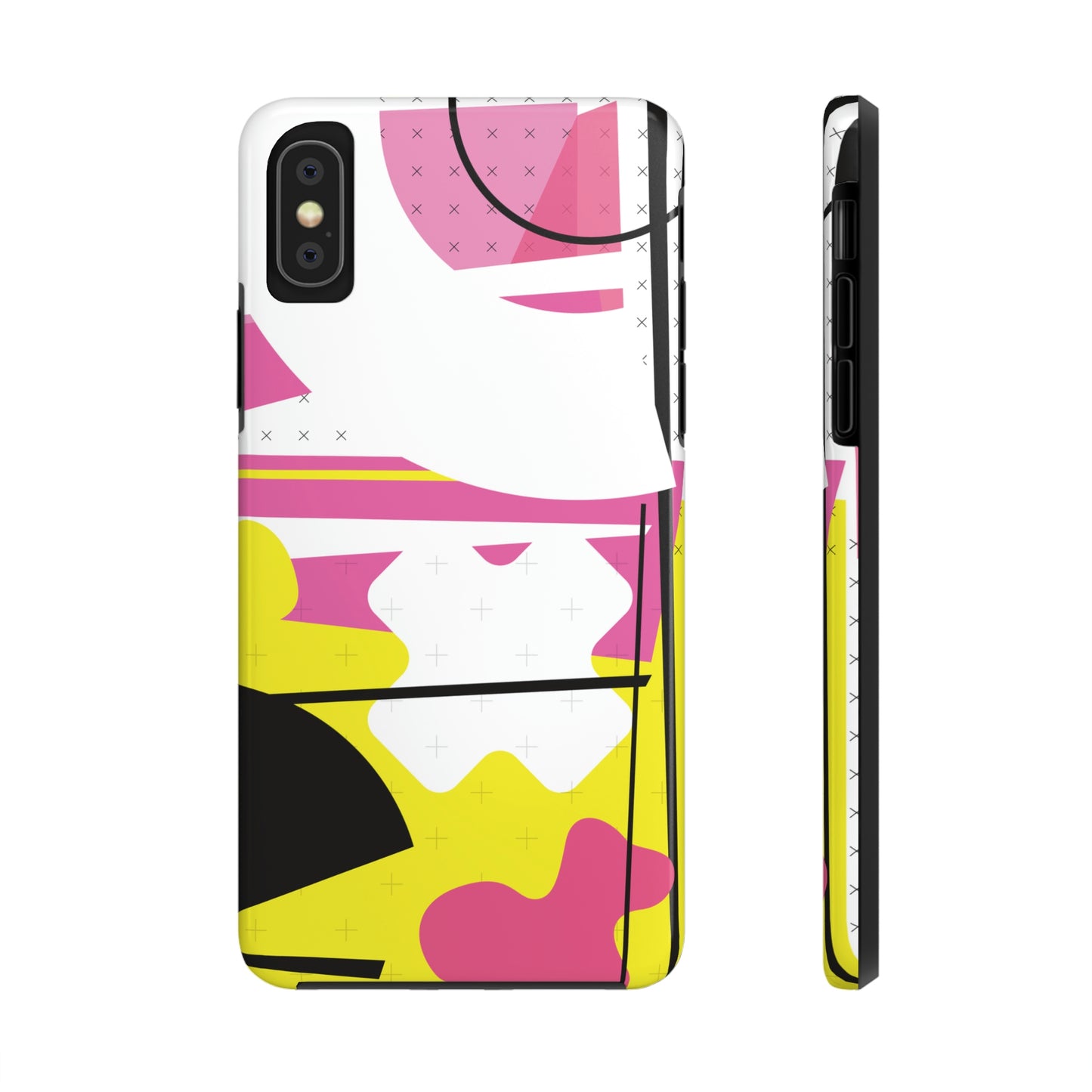 Tough Phone Cases, Case-Mate -80s Retro Abstract Graphic Art - Pink Yellow Black -