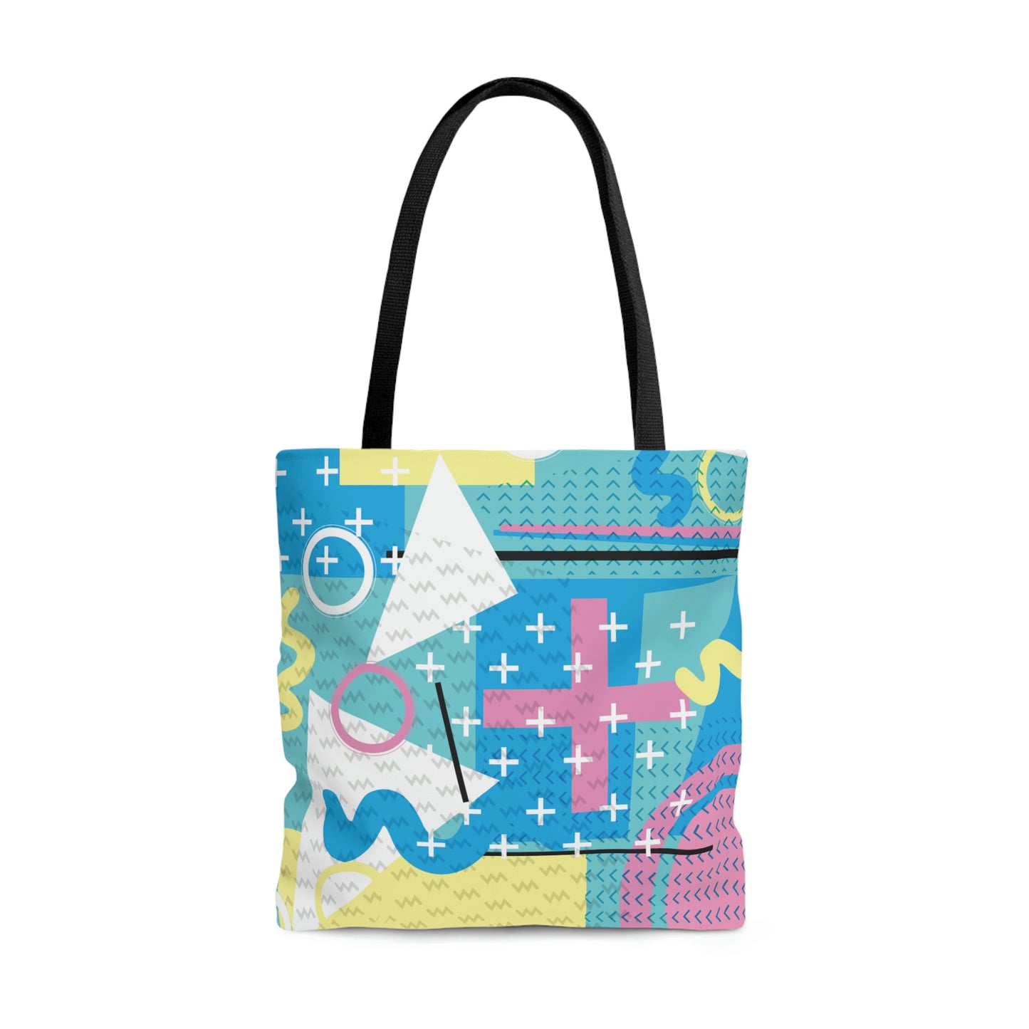 1980s Retro Abstract Graphic Art - Pink Plus Teal -  Tote Bag