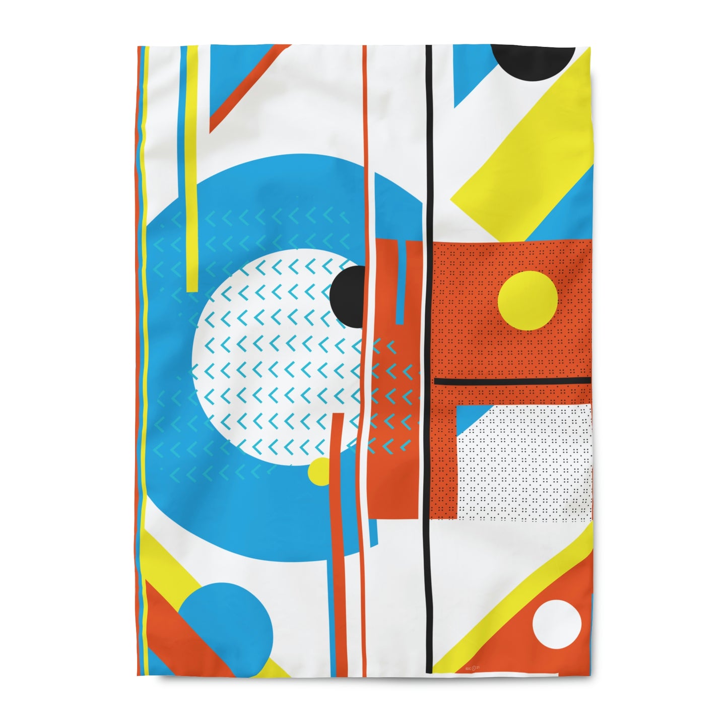 1980s Retro Graphic Art Abstract - Square Peg Round Hole - Duvet Cover