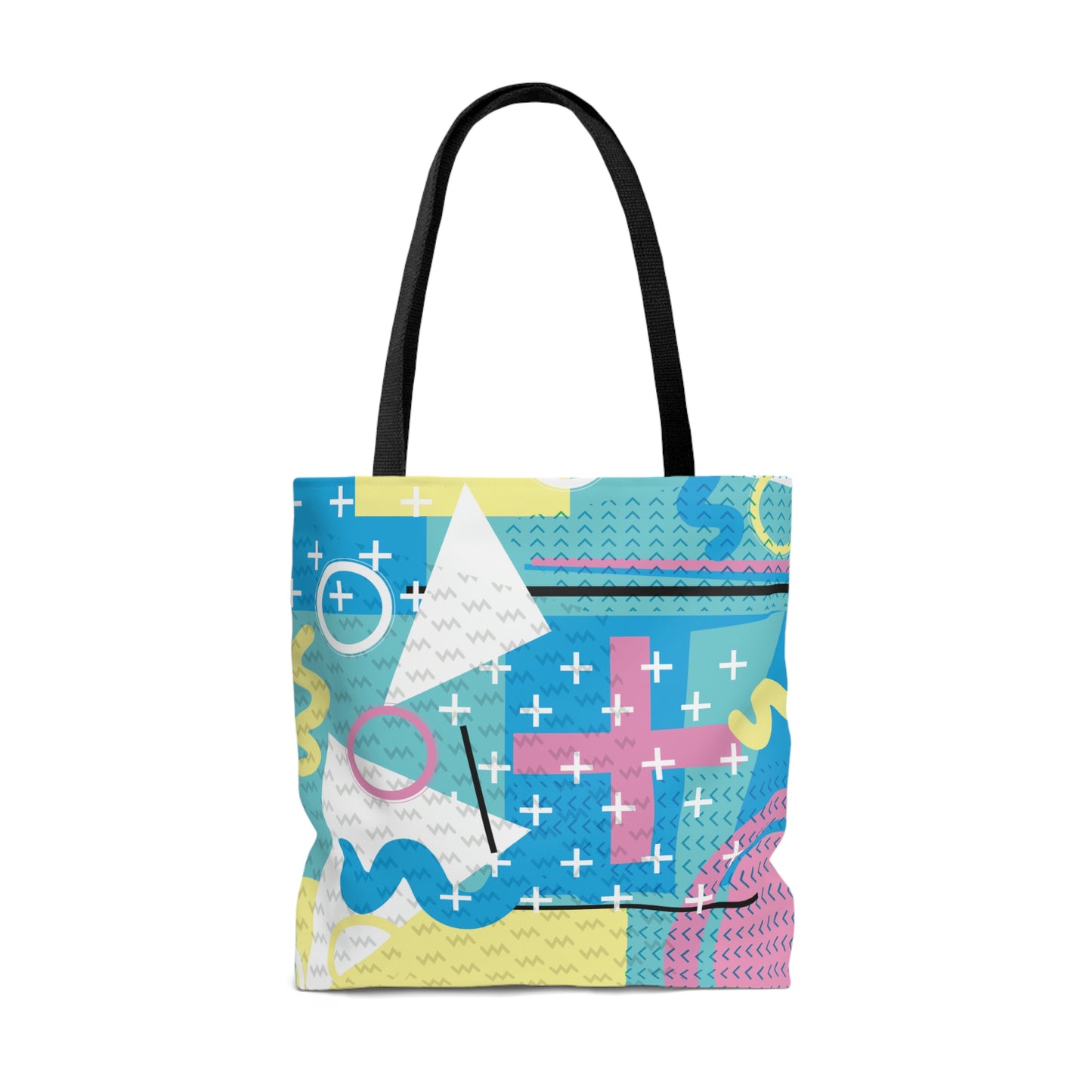 1980s Retro Abstract Graphic Art - Pink Plus Teal -  Tote Bag