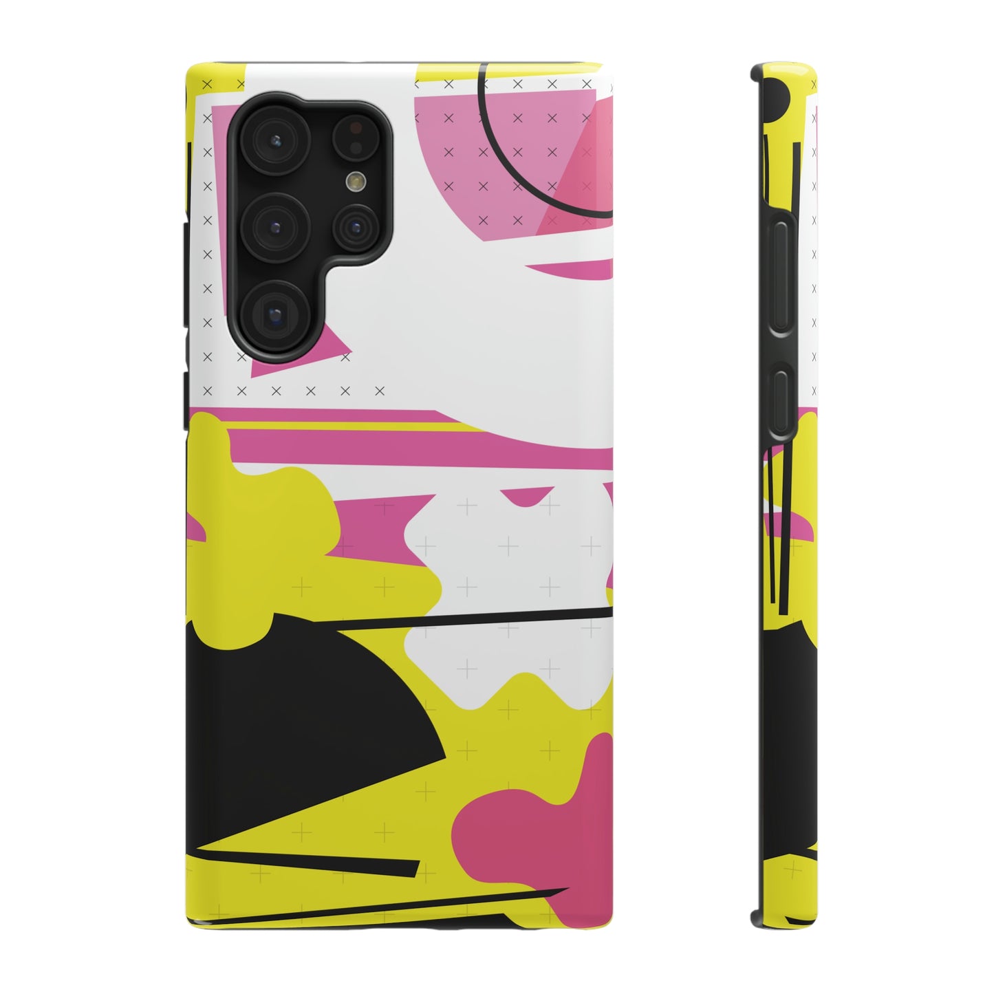 Impact-Resistant Cases - 1980s Retro Abstract Graphic Art - Pink Yellow Black -