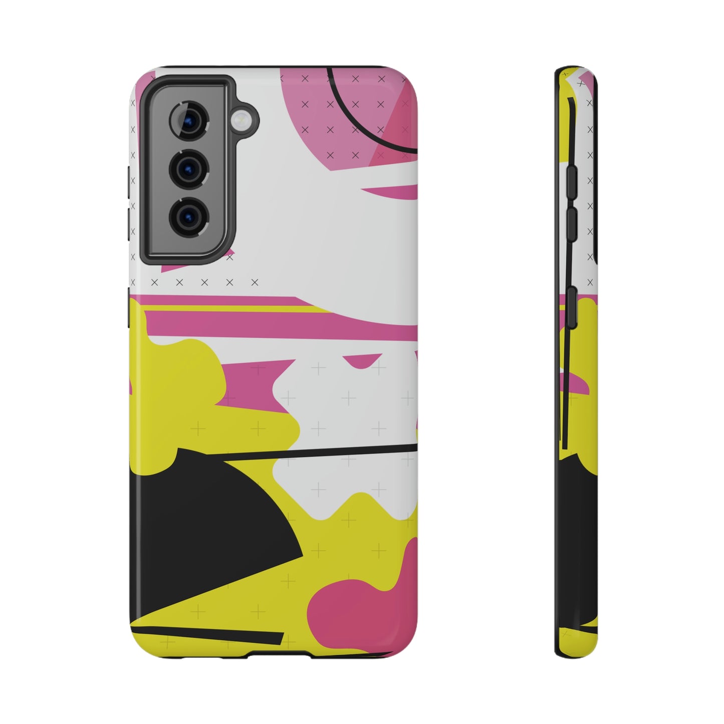 Impact-Resistant Cases - 1980s Retro Abstract Graphic Art - Pink Yellow Black -
