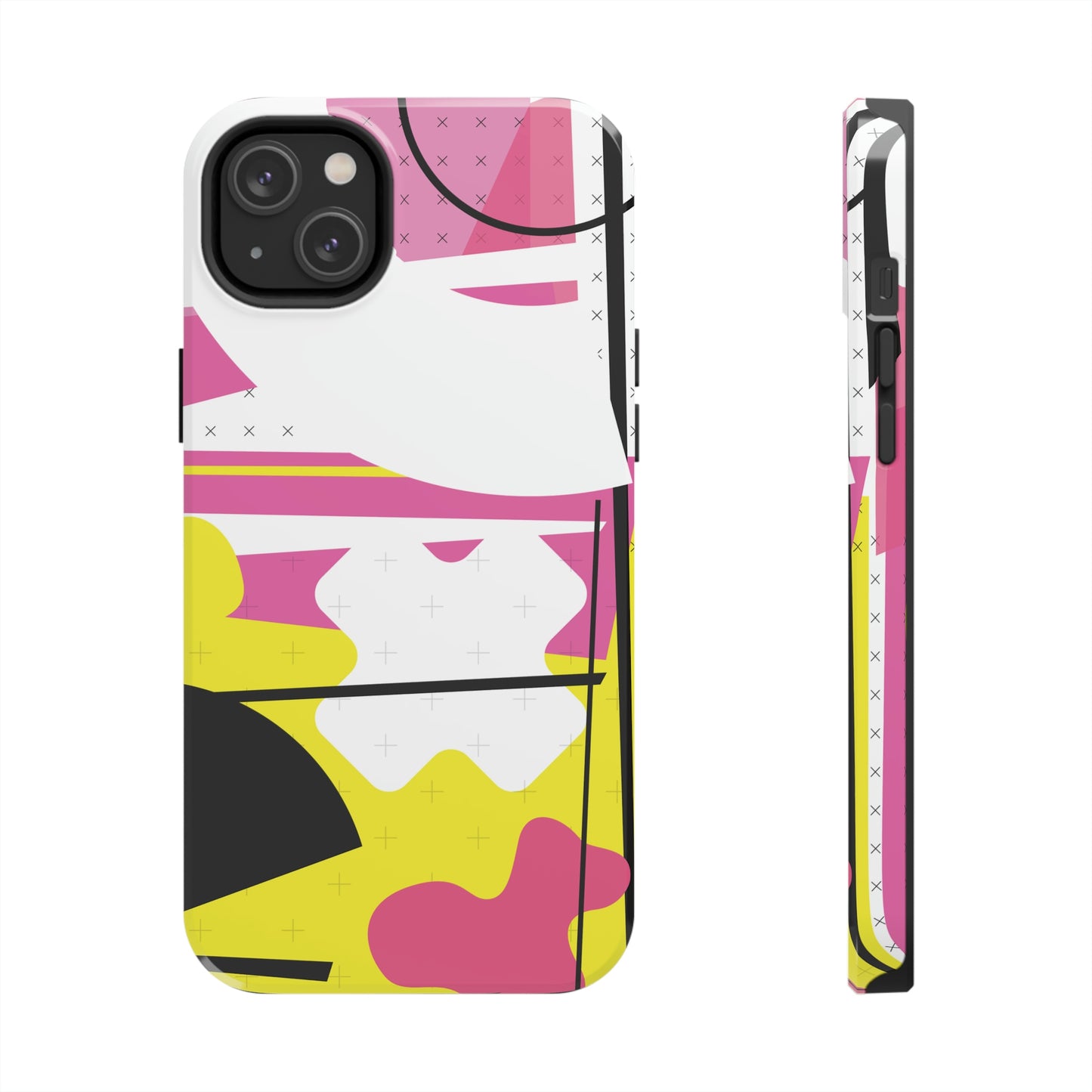 Tough Phone Cases, Case-Mate -80s Retro Abstract Graphic Art - Pink Yellow Black -