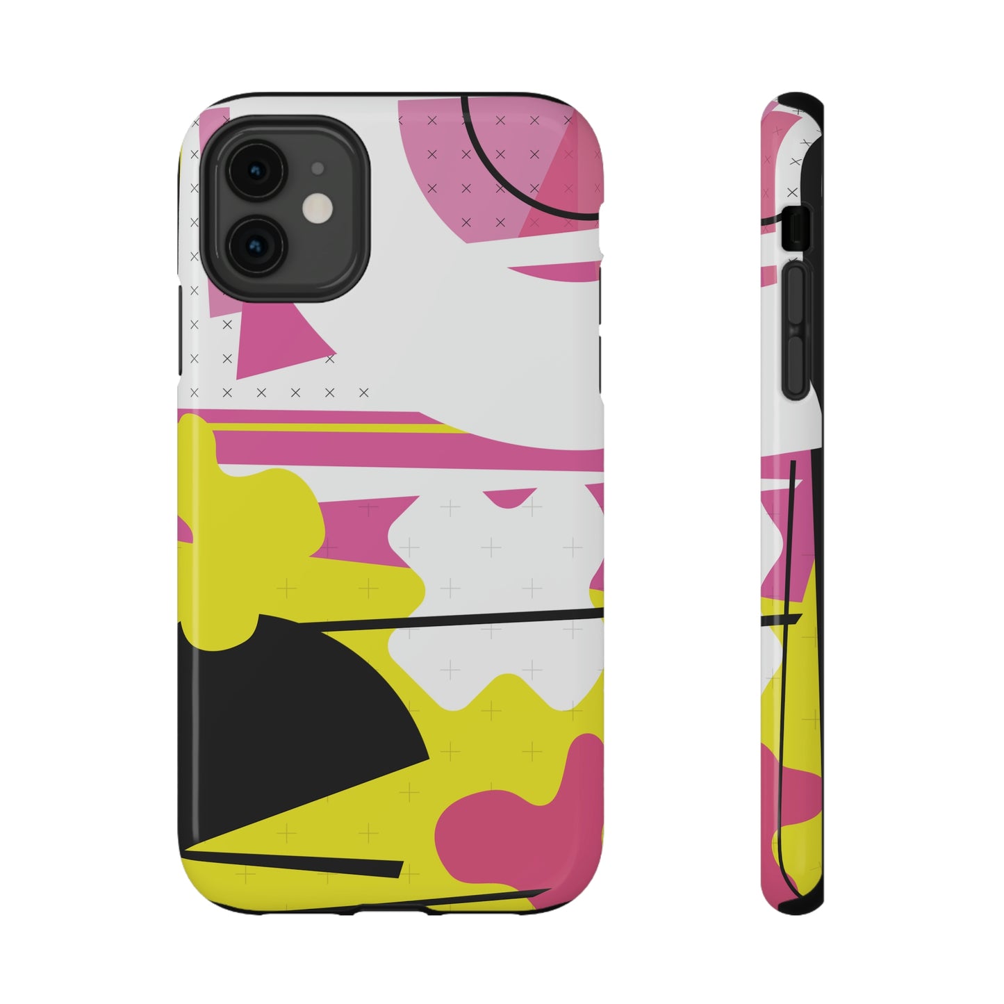 Impact-Resistant Cases - 1980s Retro Abstract Graphic Art - Pink Yellow Black -