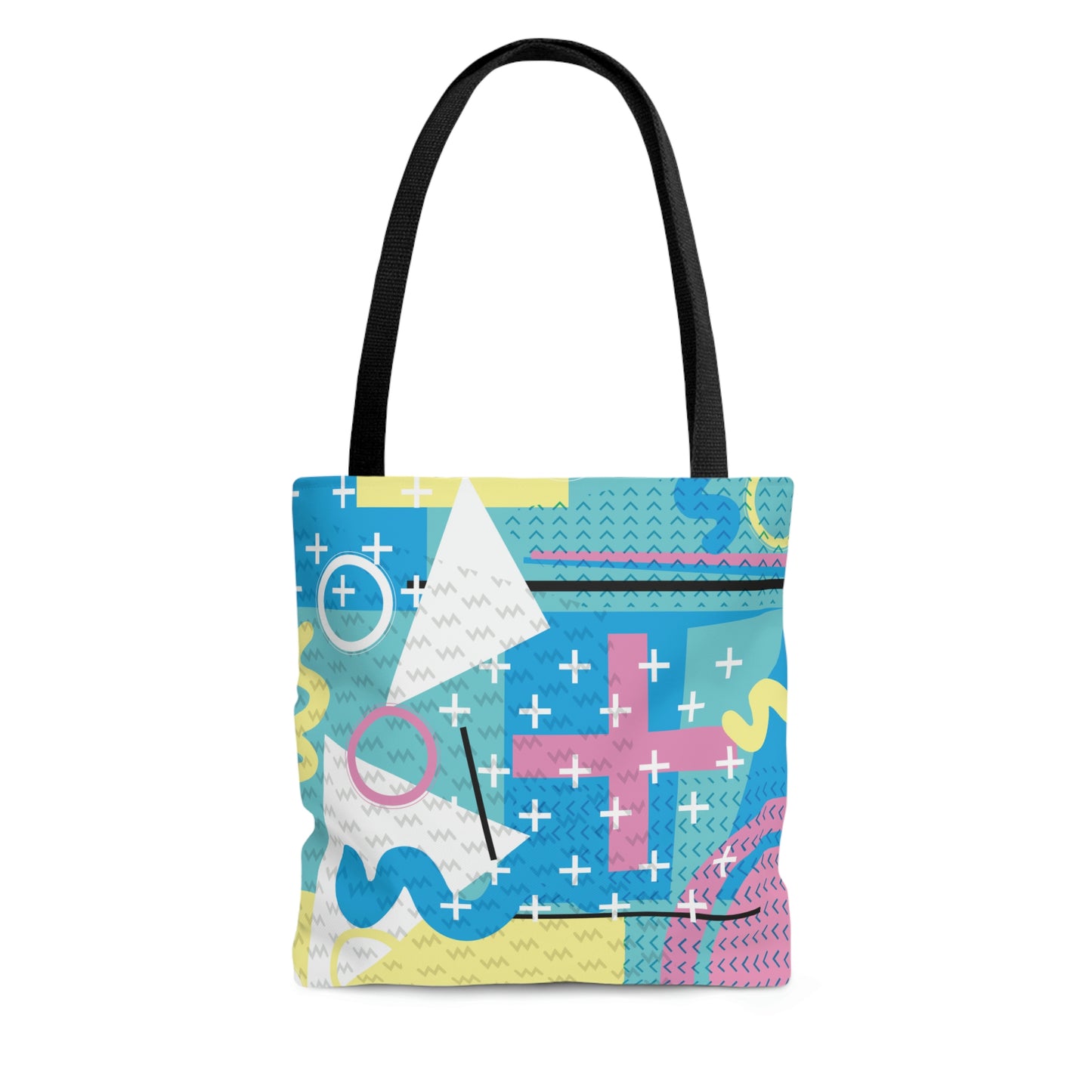 1980s Retro Abstract Graphic Art - Pink Plus Teal -  Tote Bag