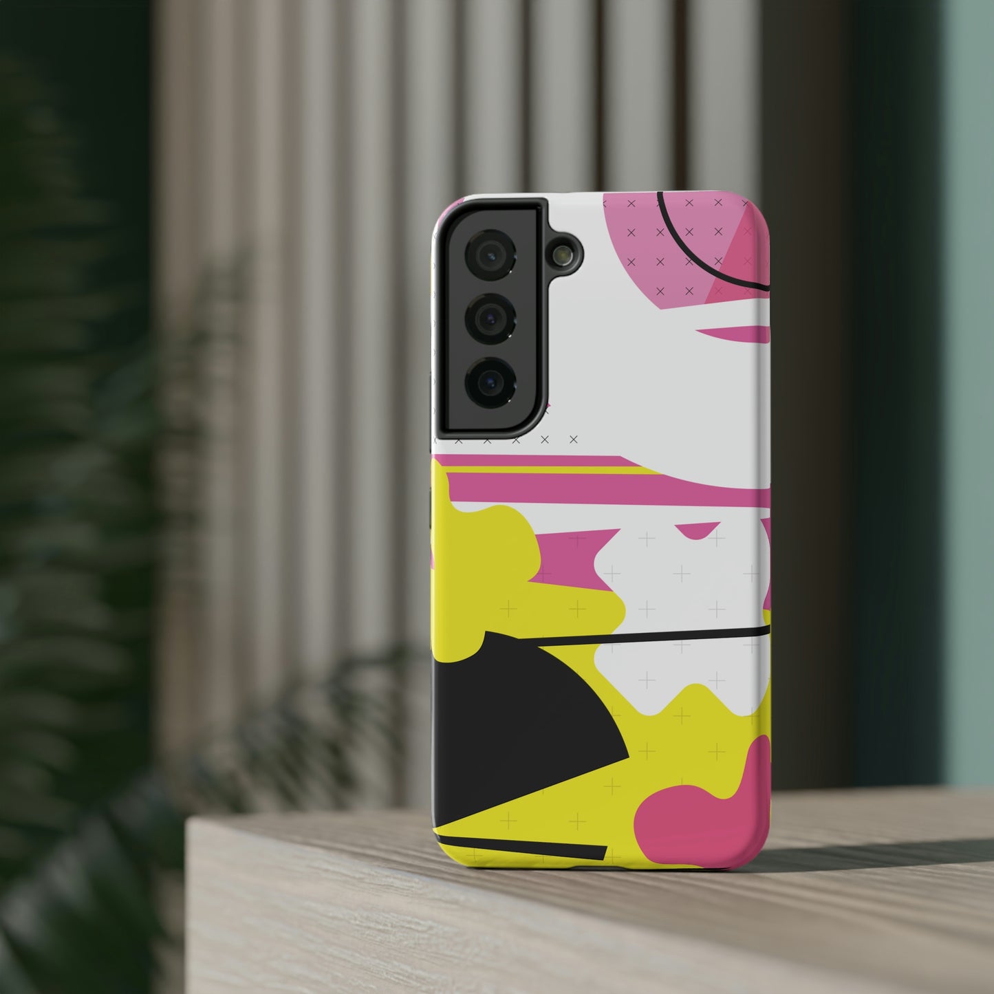 Impact-Resistant Cases - 1980s Retro Abstract Graphic Art - Pink Yellow Black -