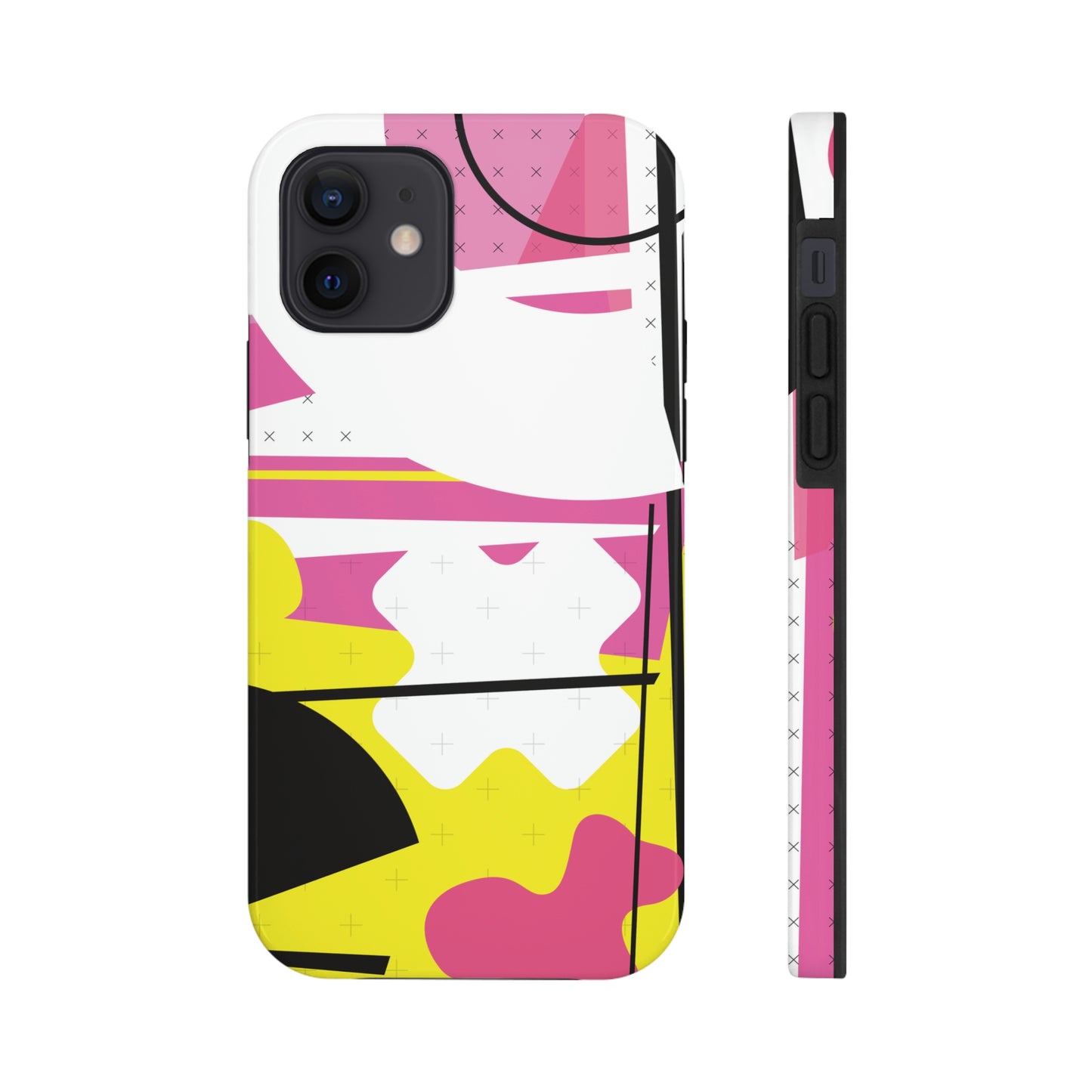 Tough Phone Cases, Case-Mate -80s Retro Abstract Graphic Art - Pink Yellow Black -