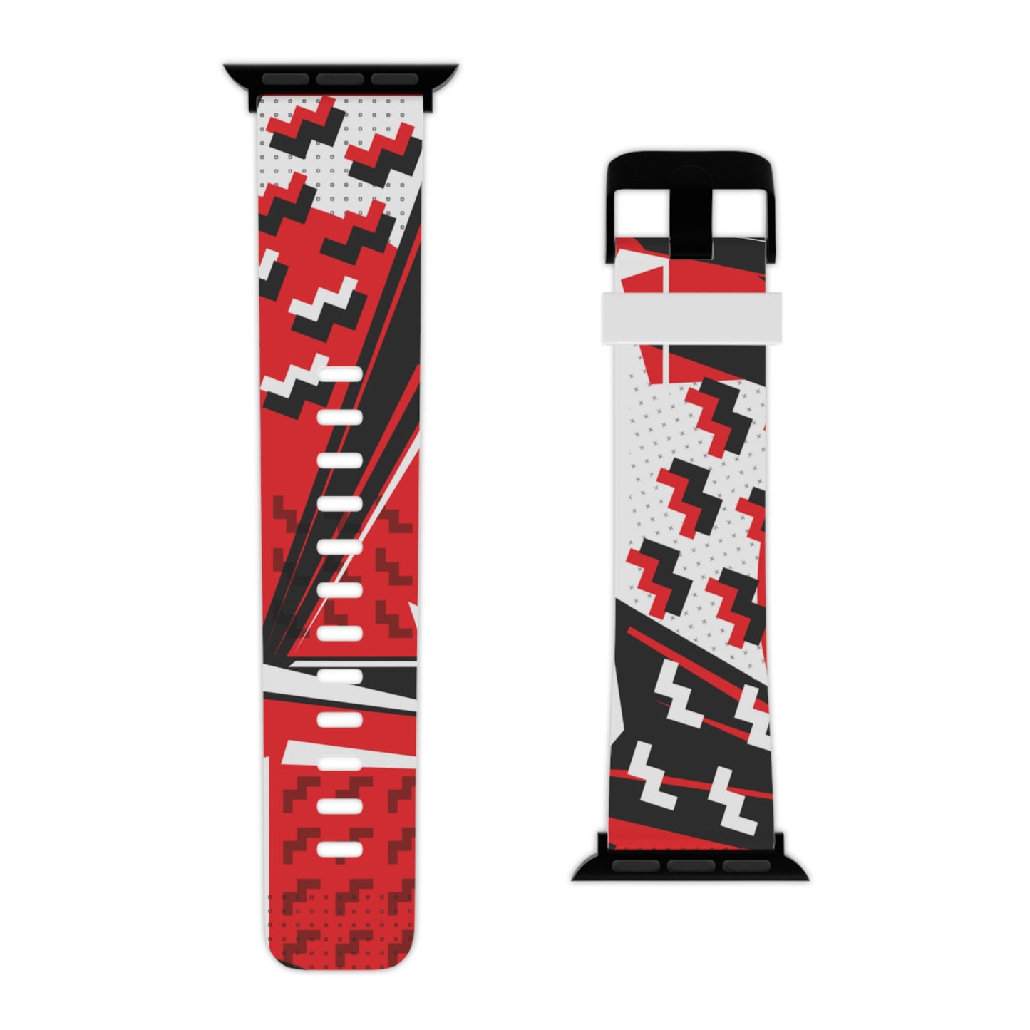 Red Black and White Geometric Watch Band for Apple Watch