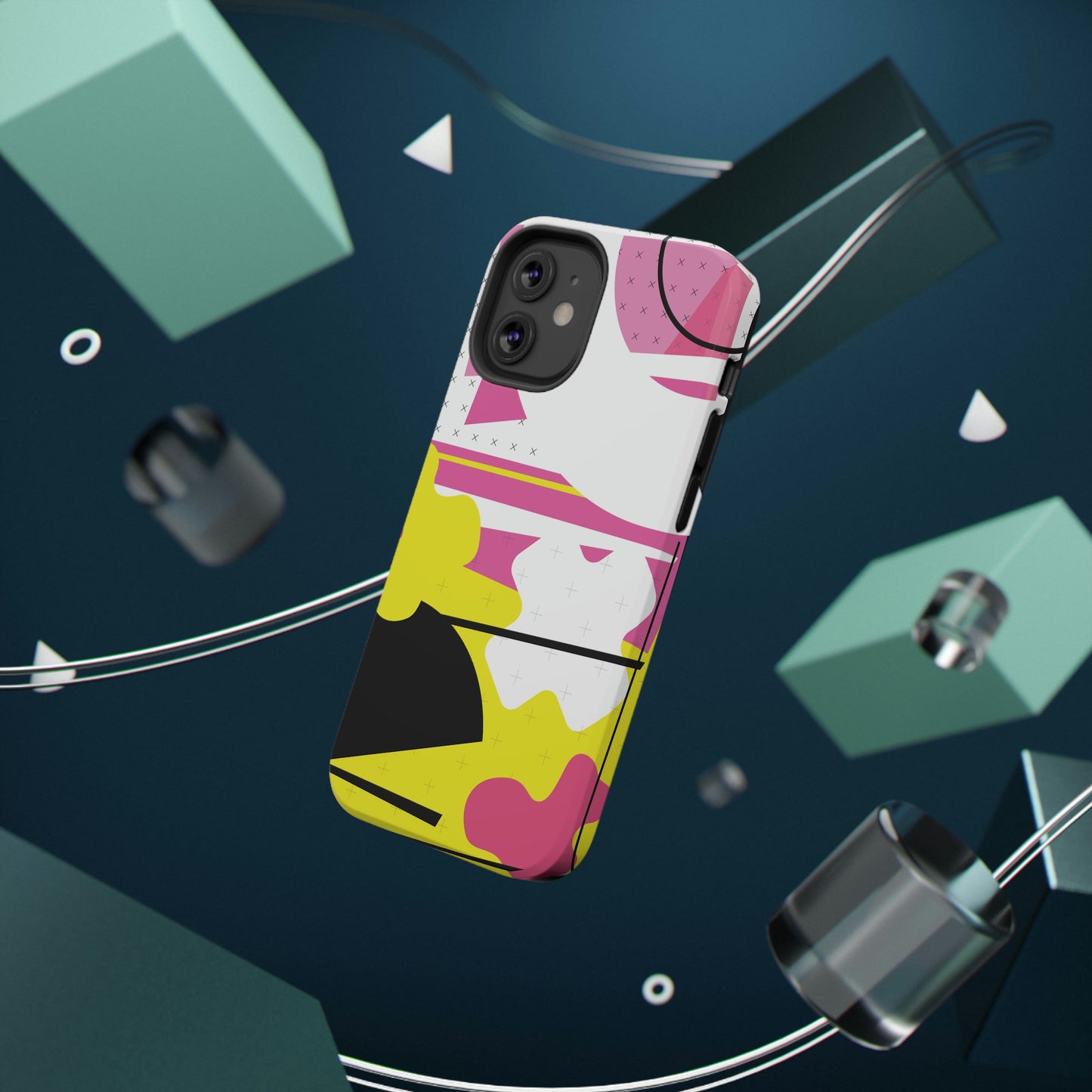 Impact-Resistant Cases - 1980s Retro Abstract Graphic Art - Pink Yellow Black -