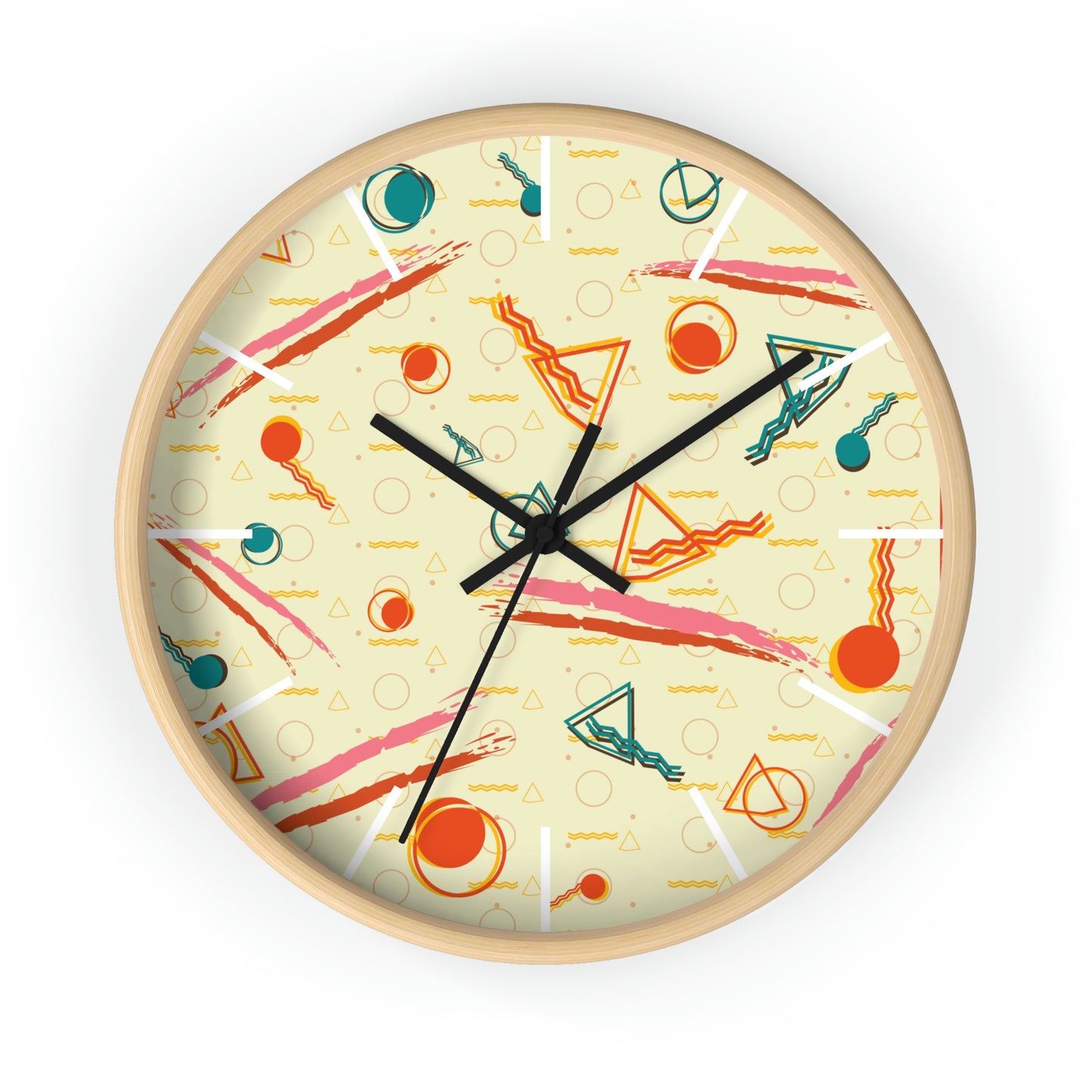 1980s Retro Abstract - Brush Stroke Geometry - Wall Clock