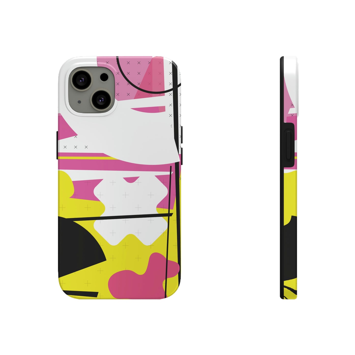 Tough Phone Cases, Case-Mate -80s Retro Abstract Graphic Art - Pink Yellow Black -