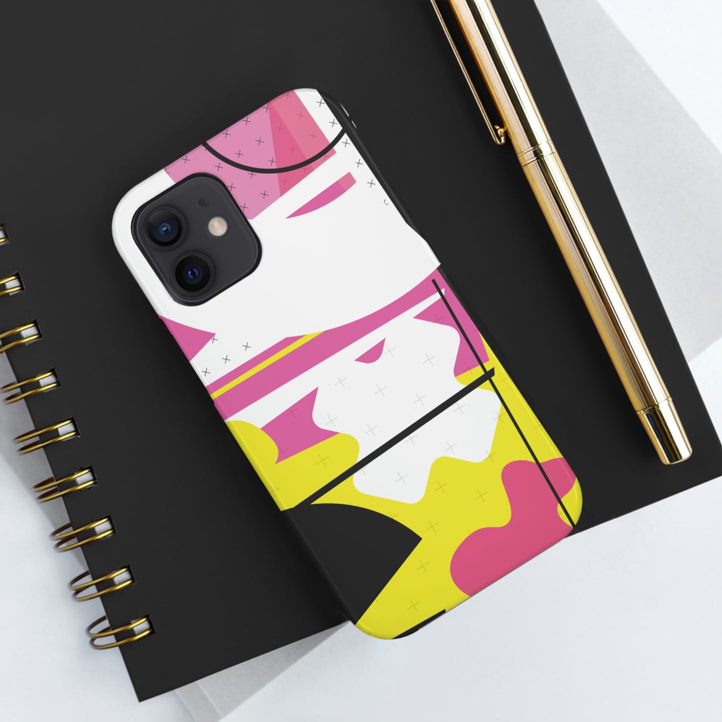 Tough Phone Cases, Case-Mate -80s Retro Abstract Graphic Art - Pink Yellow Black -