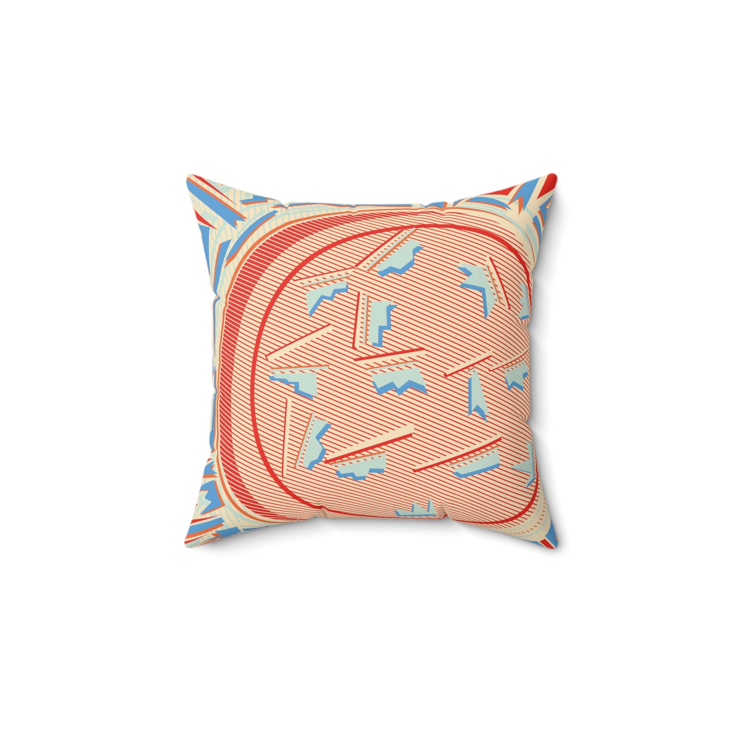 Spun Polyester Square Pillow  - 1980 Retro Abstract Graphic Art  -  Cereal Bowl -