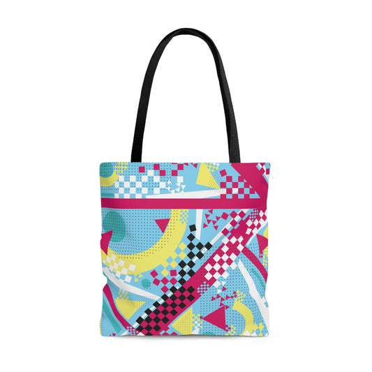 1980s Retro Abstract Graphic Art - Checkered - Tote Bag