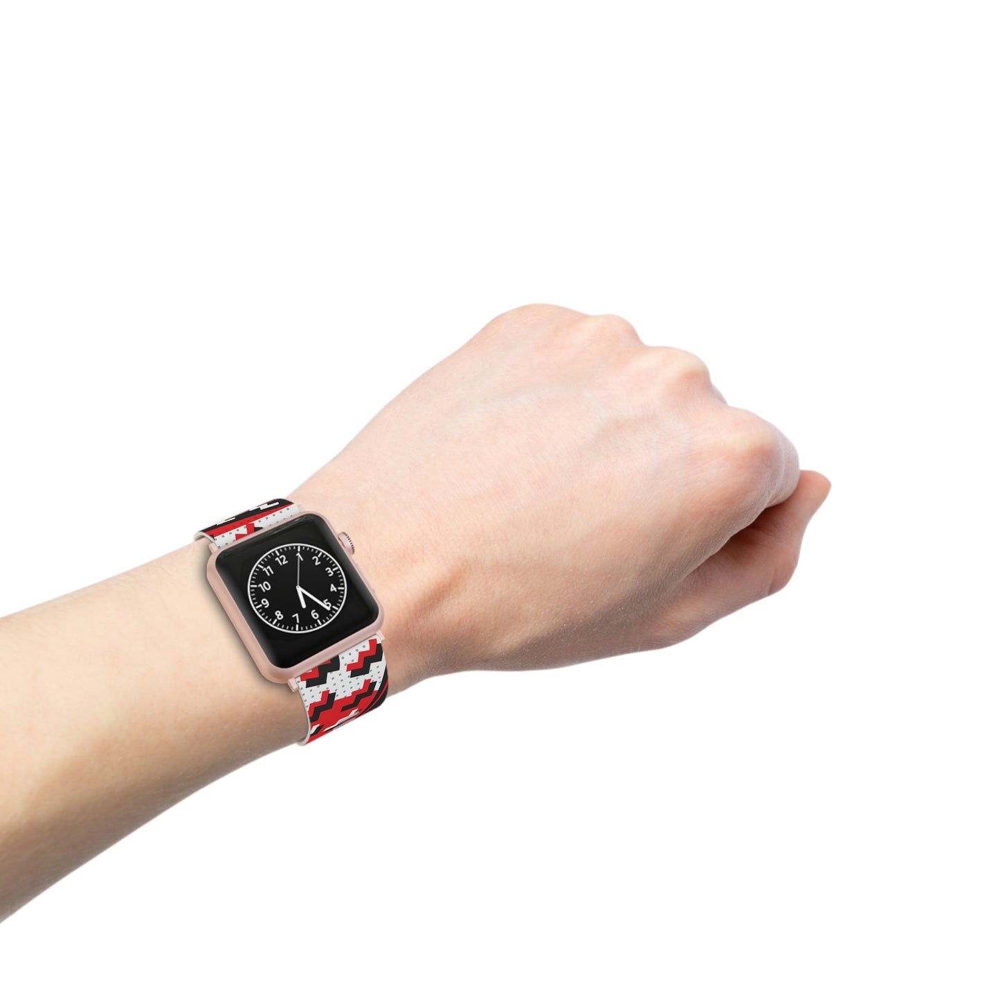 Red Black and White Geometric Watch Band for Apple Watch