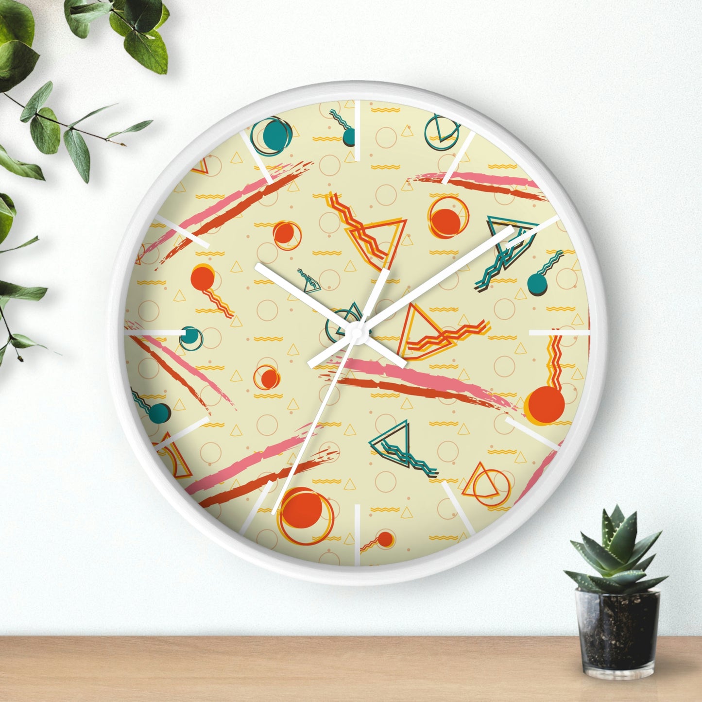 1980s Retro Abstract - Brush Stroke Geometry - Wall Clock