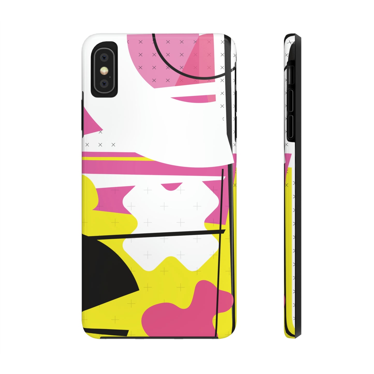 Tough Phone Cases, Case-Mate -80s Retro Abstract Graphic Art - Pink Yellow Black -