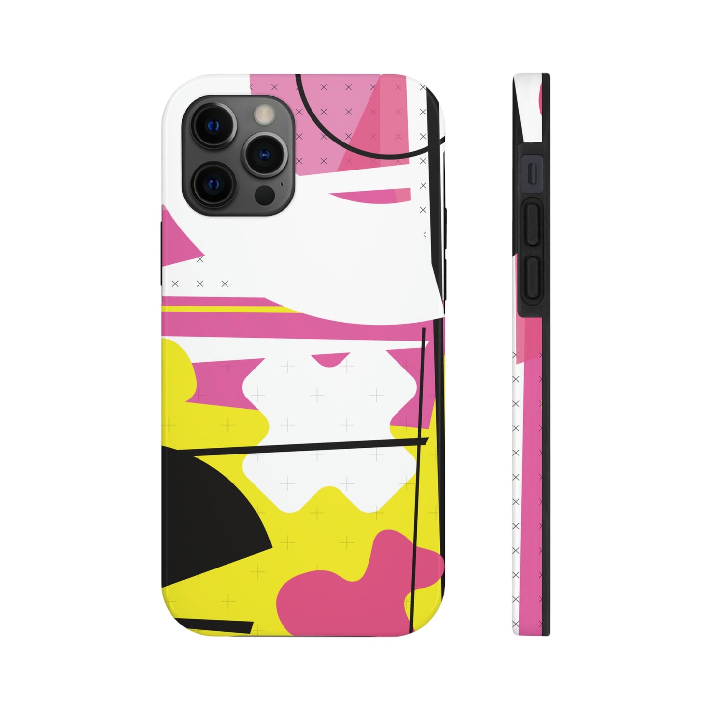 Tough Phone Cases, Case-Mate -80s Retro Abstract Graphic Art - Pink Yellow Black -