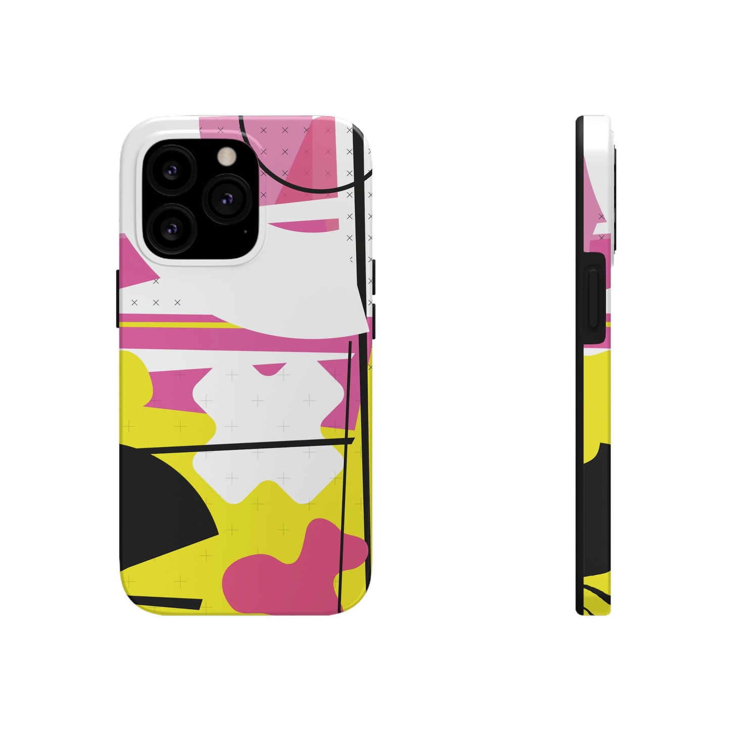 Tough Phone Cases, Case-Mate -80s Retro Abstract Graphic Art - Pink Yellow Black -