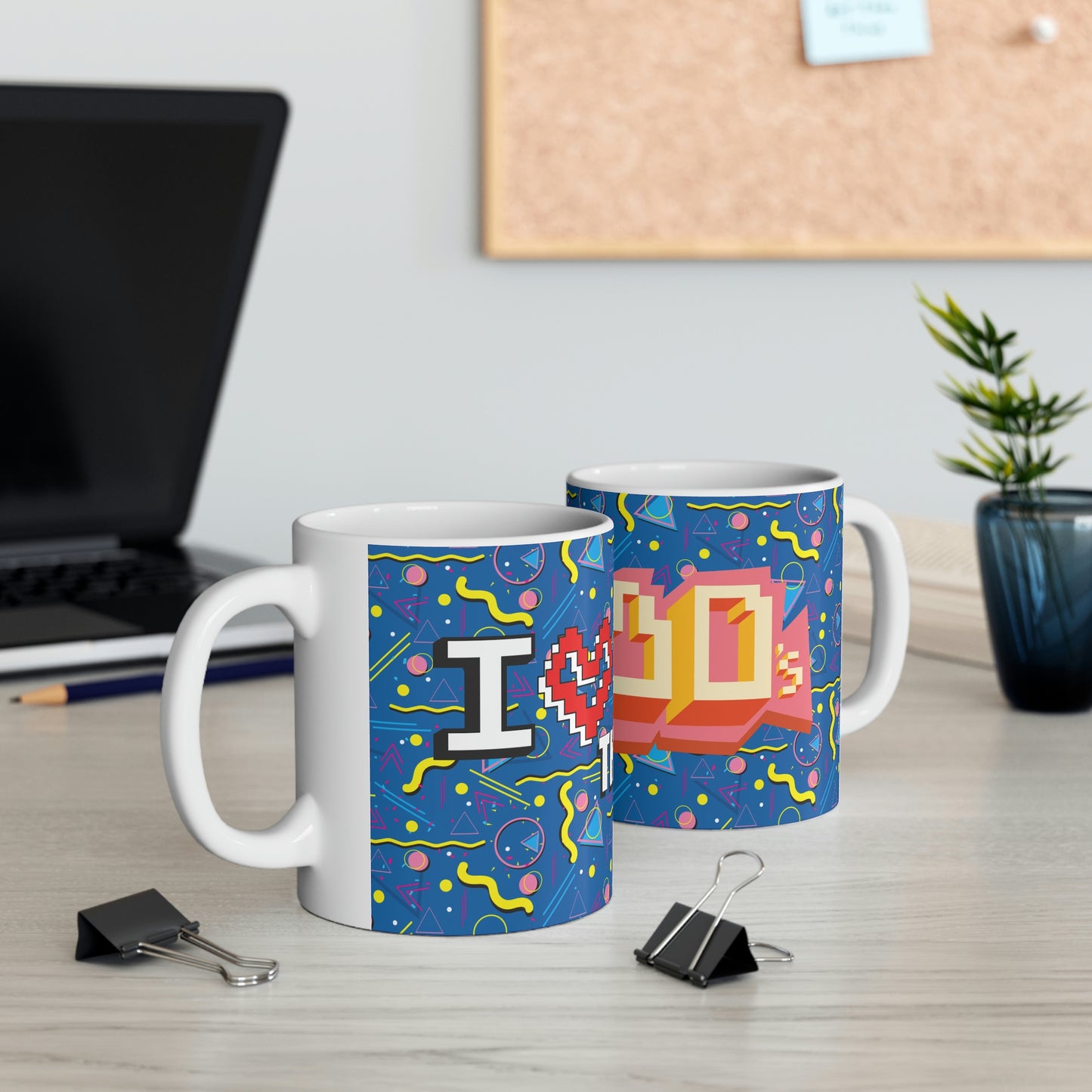 Ceramic Mug 11oz 1980 Retro Graphic Abstract Design - I Love the 1980s -