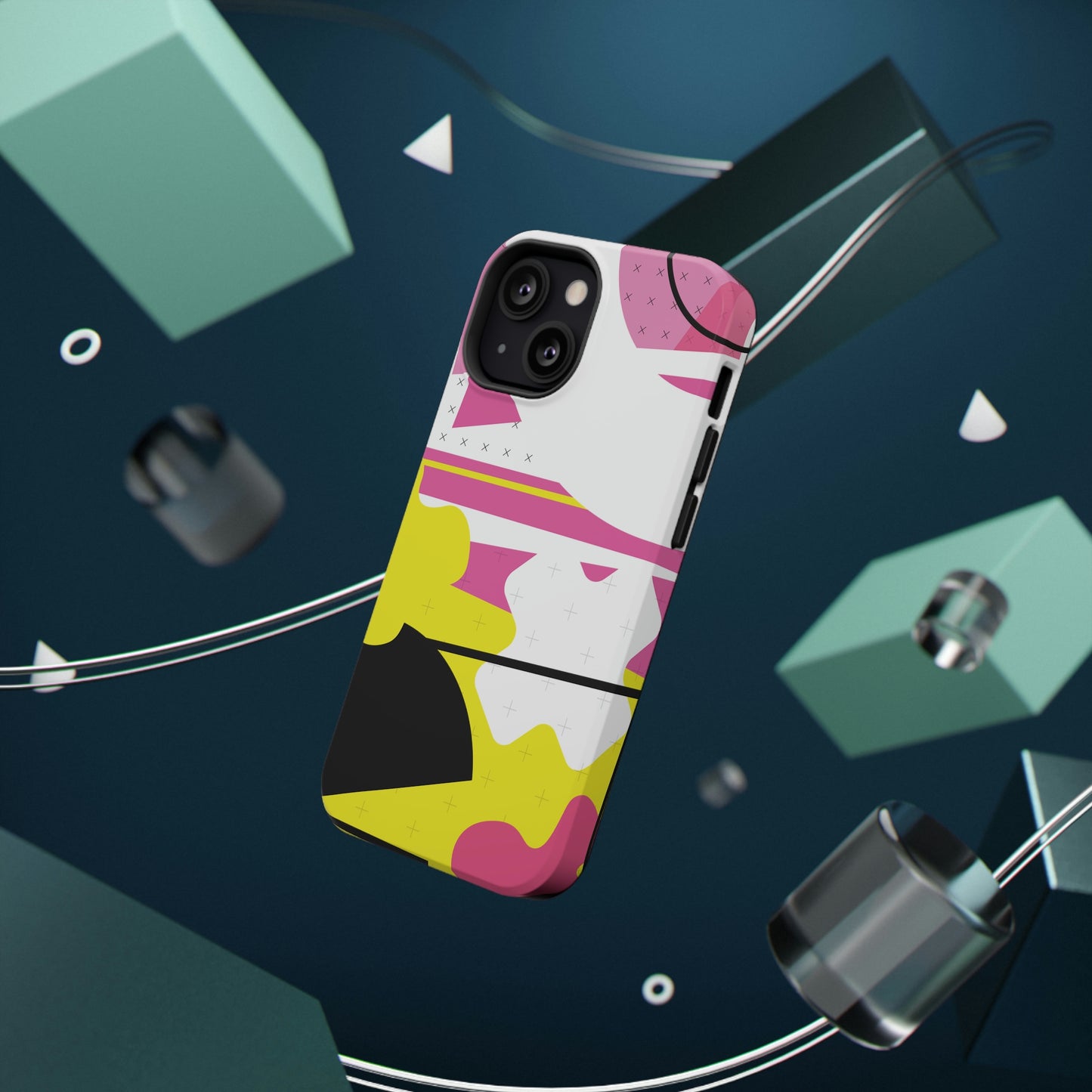 Impact-Resistant Cases - 1980s Retro Abstract Graphic Art - Pink Yellow Black -