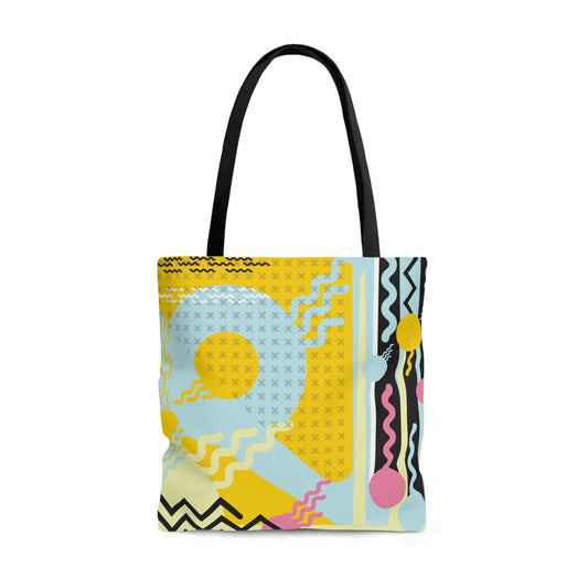 1980s Retro Abstract Graphic Art - Yellow  -  AOP Tote Bag