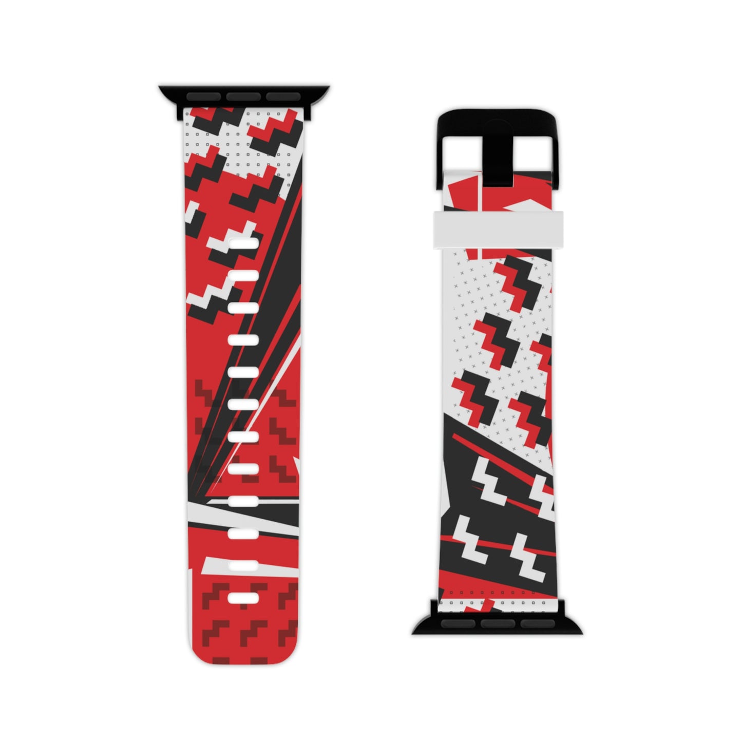 Red Black and White Geometric Watch Band for Apple Watch