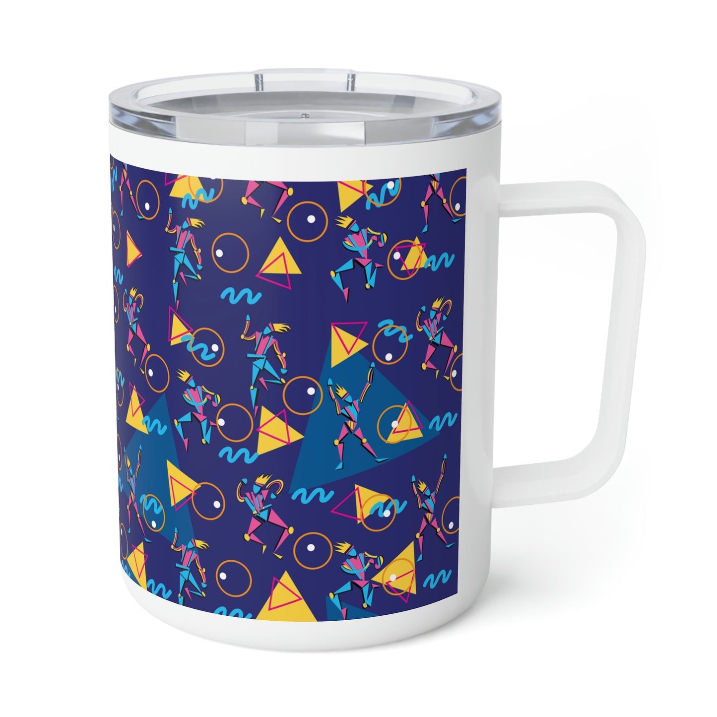 Retro Dancers and Triangles Insulated Coffee Mug - 10oz