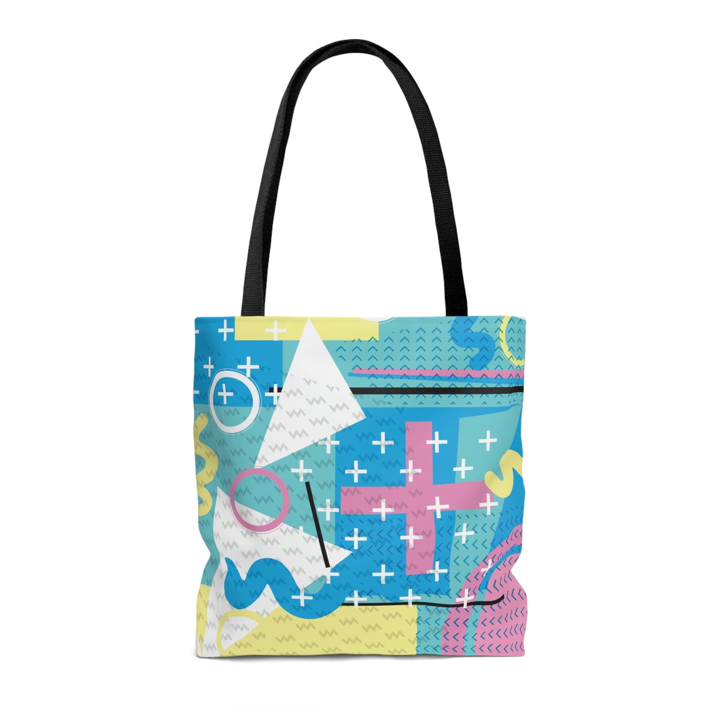 1980s Retro Abstract Graphic Art - Pink Plus Teal -  Tote Bag