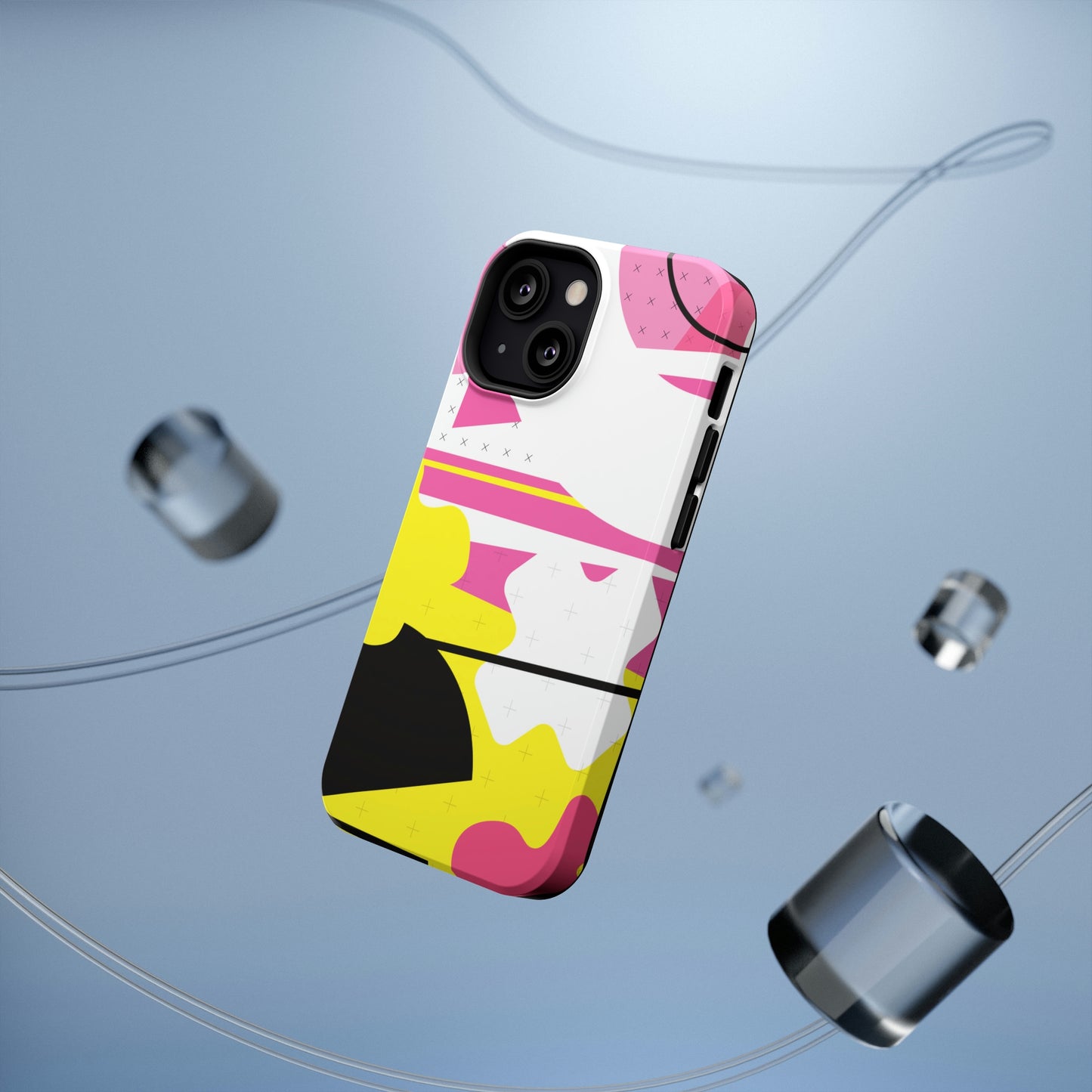 Impact-Resistant Cases - 1980s Retro Abstract Graphic Art - Pink Yellow Black -