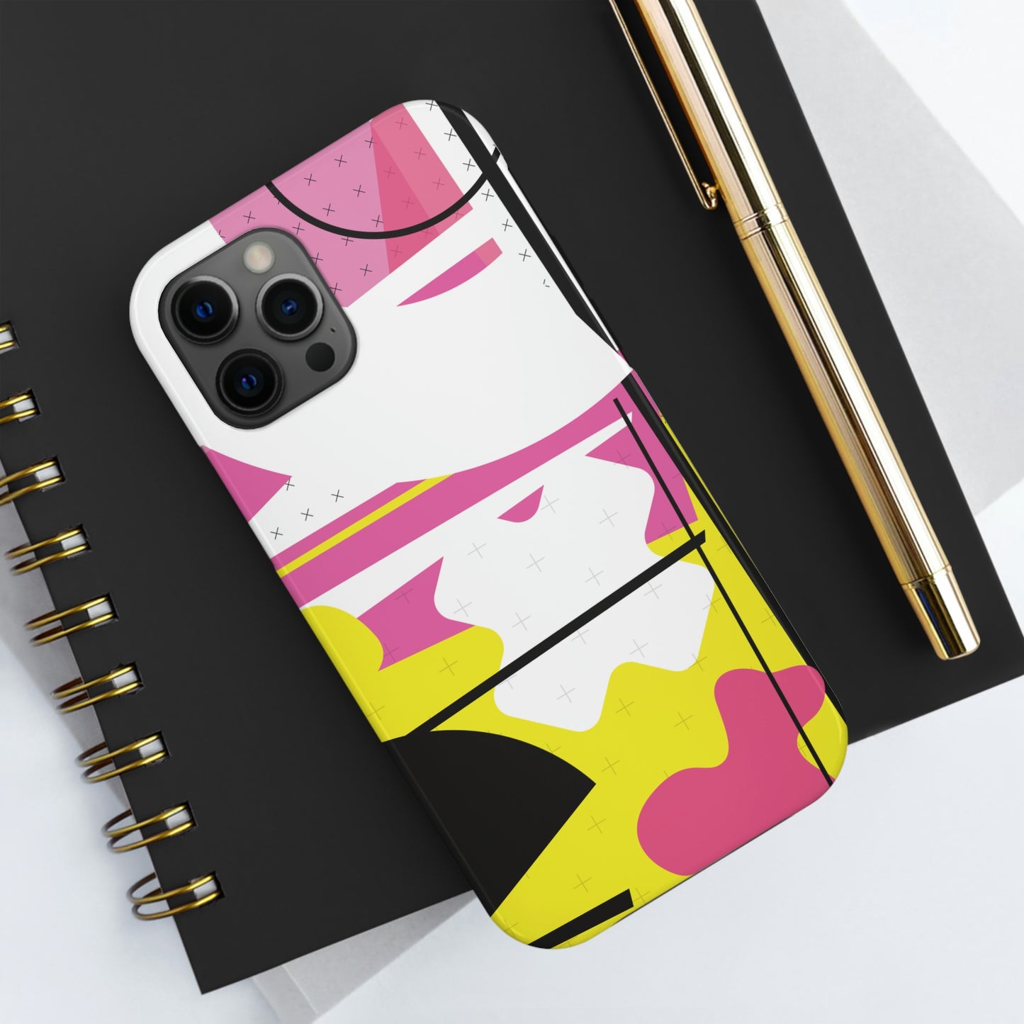 Tough Phone Cases, Case-Mate -80s Retro Abstract Graphic Art - Pink Yellow Black -