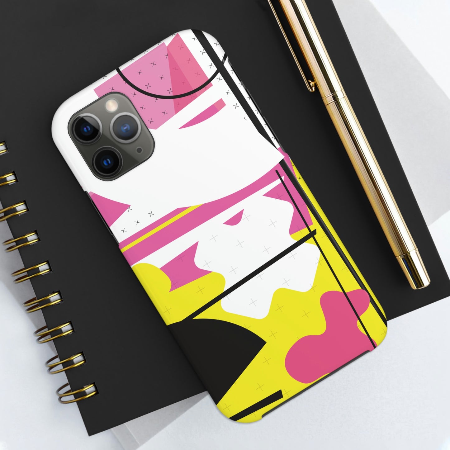 Tough Phone Cases, Case-Mate -80s Retro Abstract Graphic Art - Pink Yellow Black -