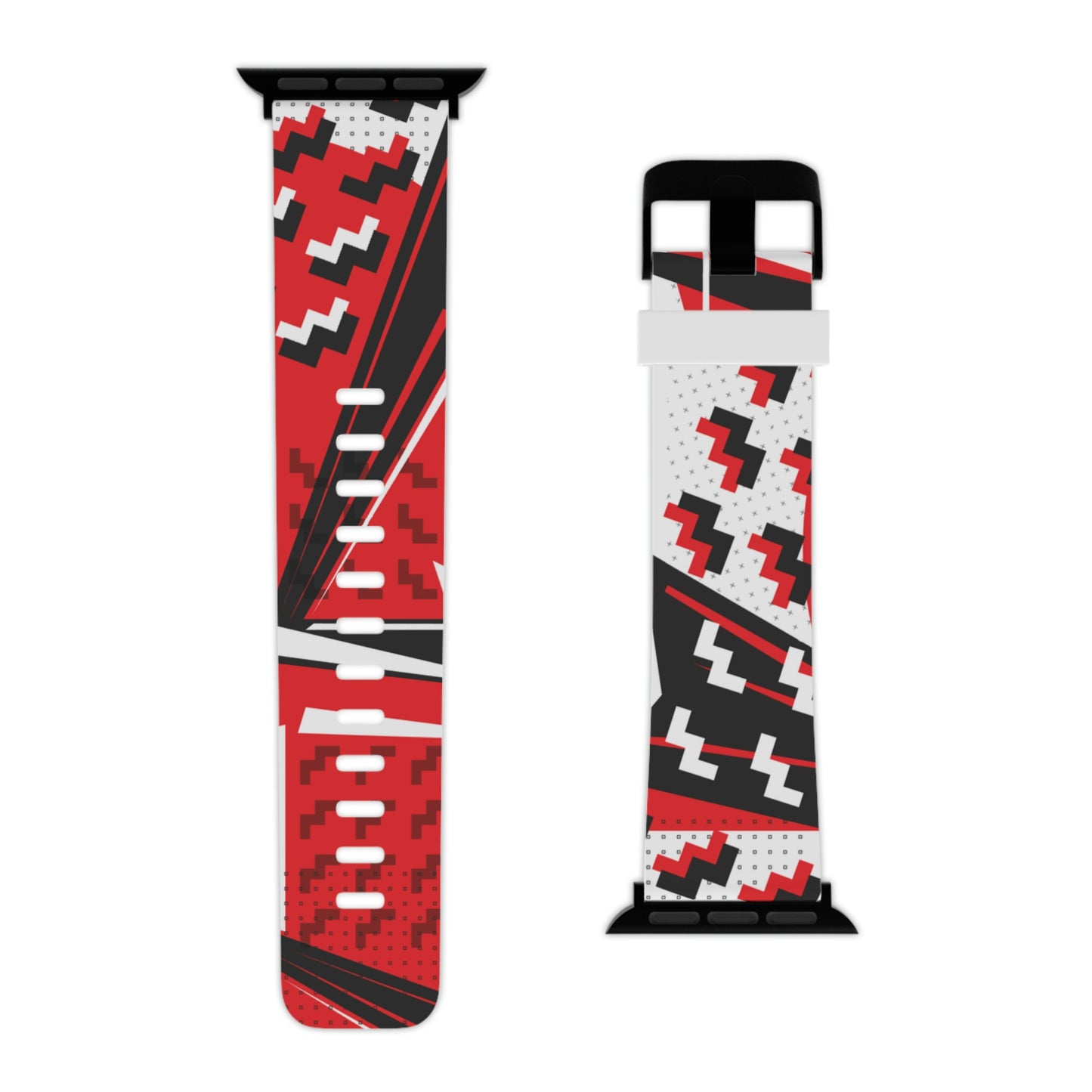 Red Black and White Geometric Watch Band for Apple Watch