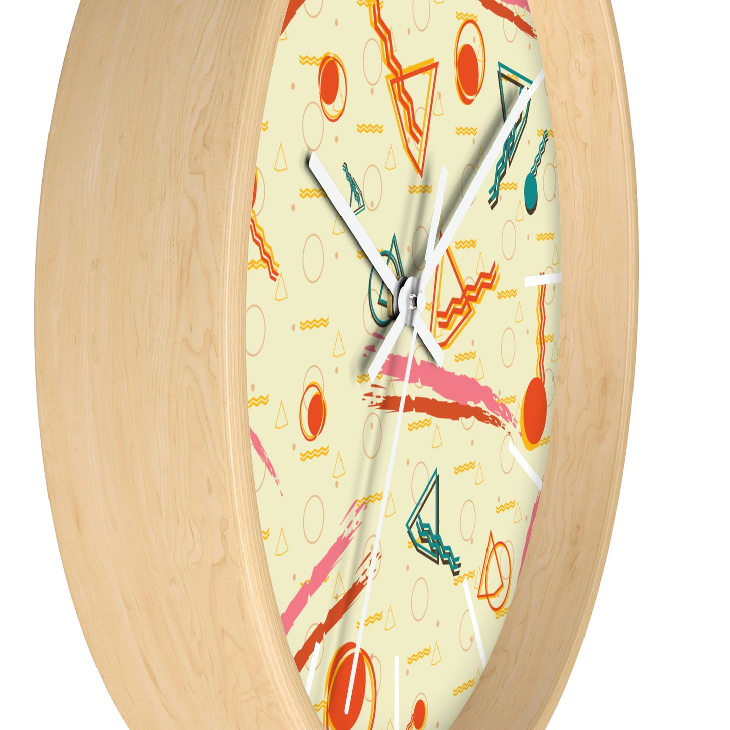 1980s Retro Abstract - Brush Stroke Geometry - Wall Clock