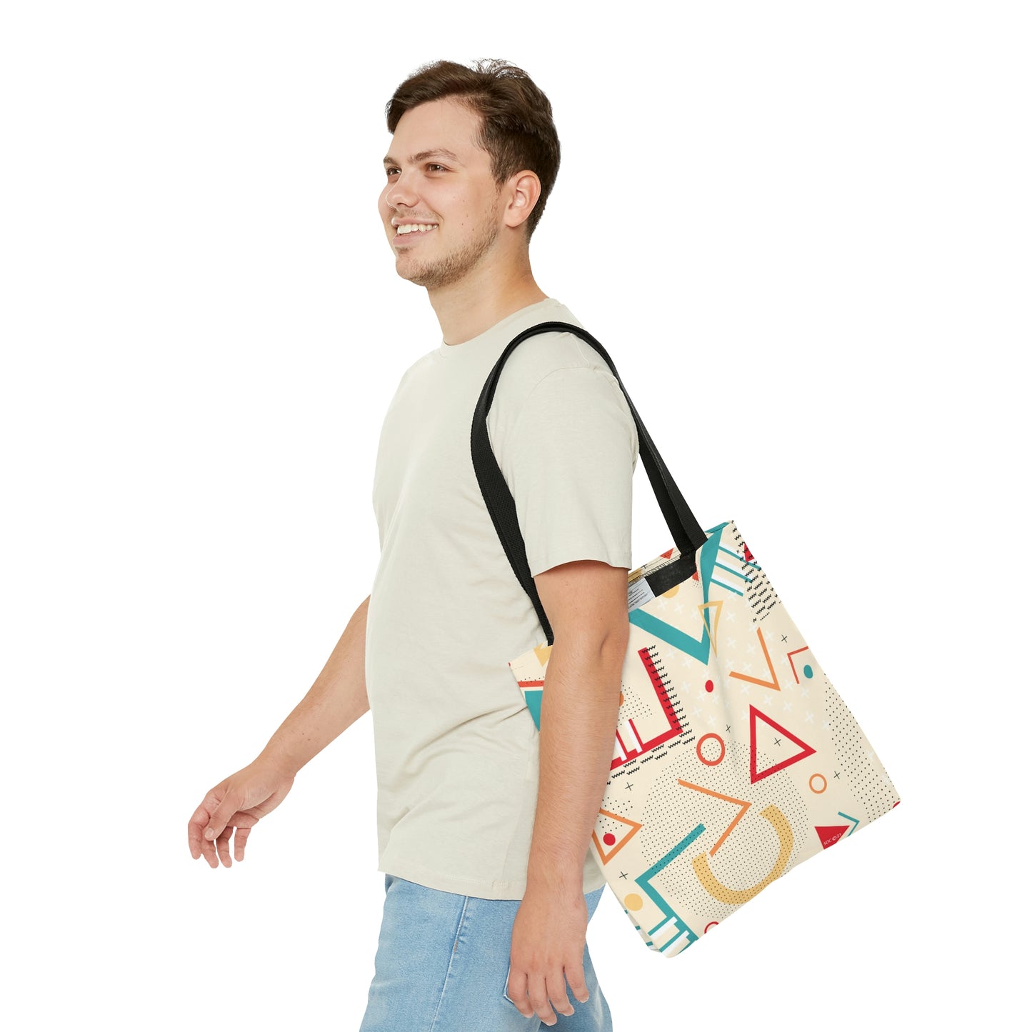 1980s Retro Abstract Graphic Art - Triangles and Circles -  Tote Bag