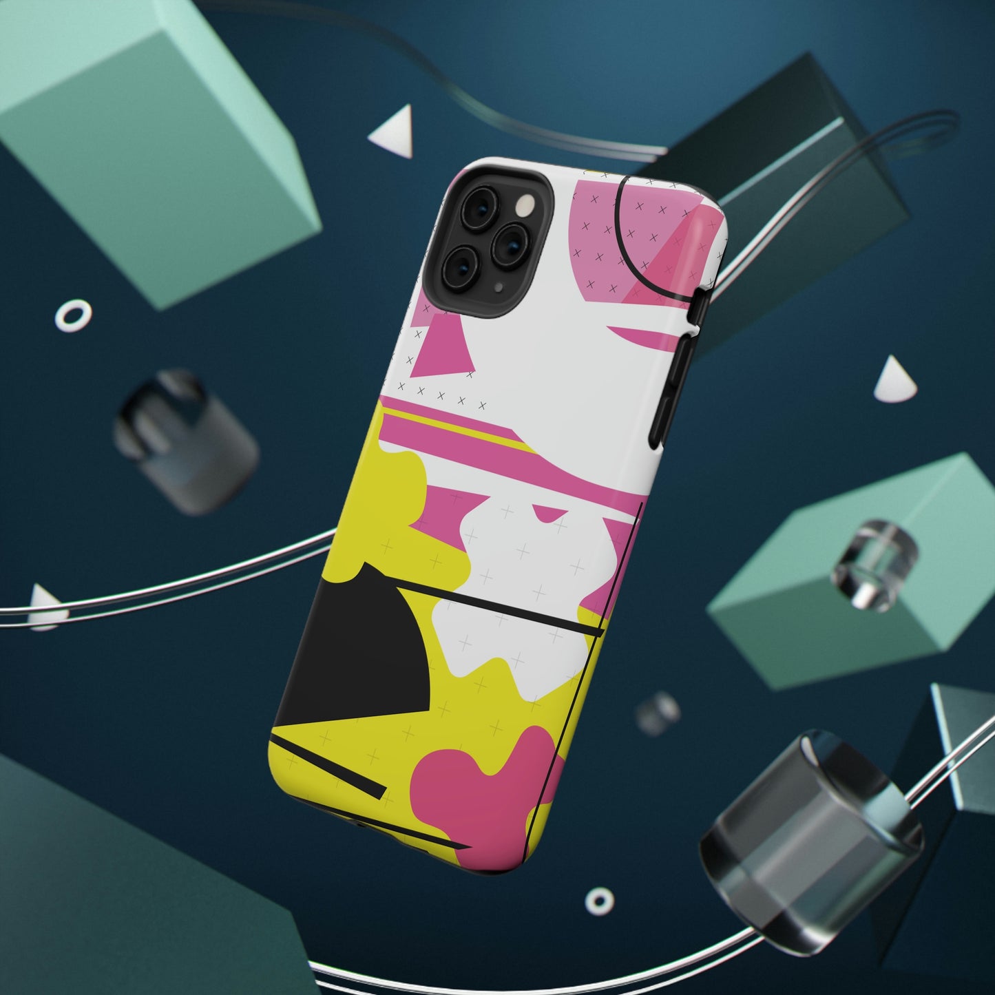 Impact-Resistant Cases - 1980s Retro Abstract Graphic Art - Pink Yellow Black -