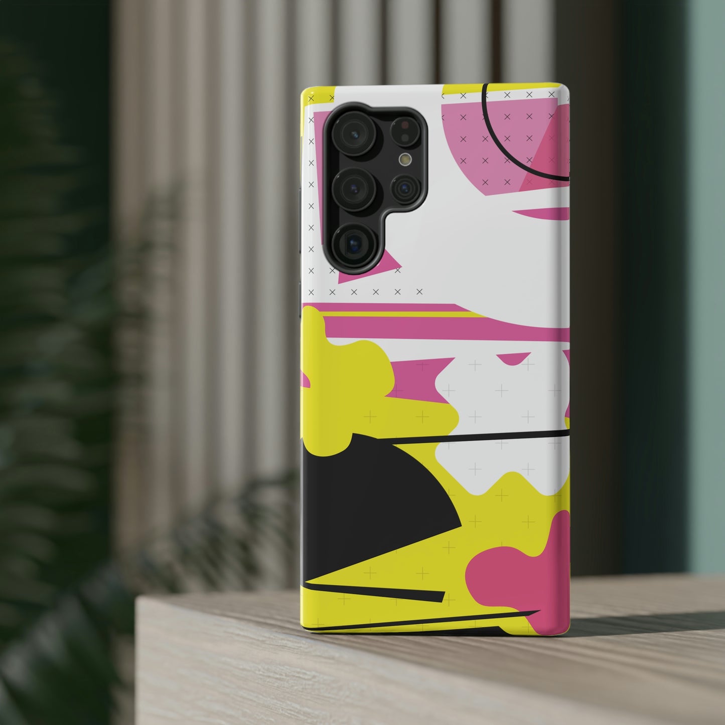 Impact-Resistant Cases - 1980s Retro Abstract Graphic Art - Pink Yellow Black -