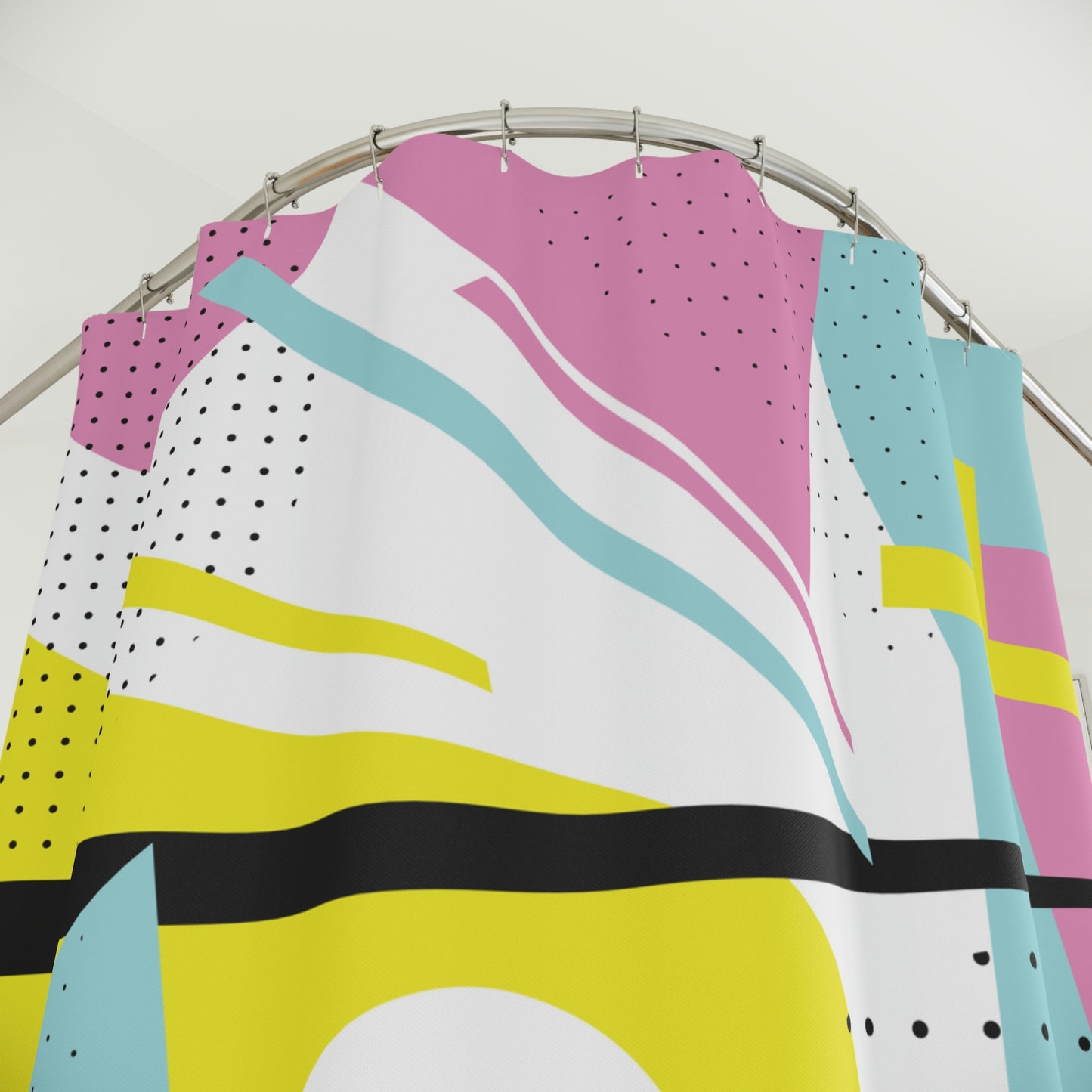 Polyester Shower Curtain Retro 1980s Abstract Geometric Design