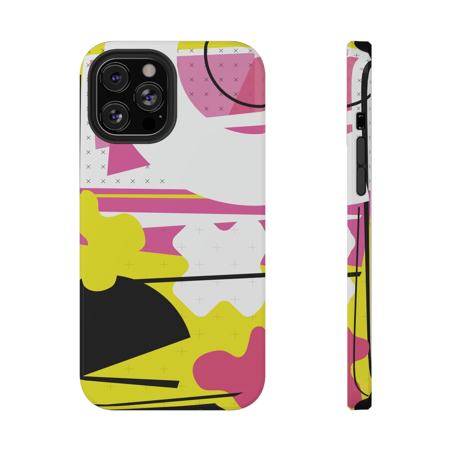 Impact-Resistant Cases - 1980s Retro Abstract Graphic Art - Pink Yellow Black -
