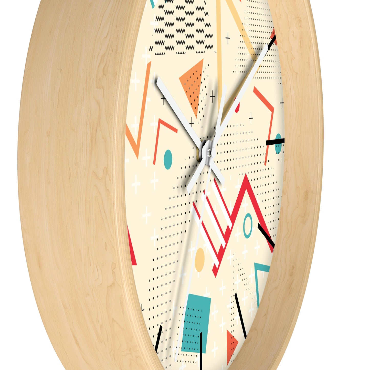 1980s Retro Abstract Design - Triangles and Squares - Wall Clock