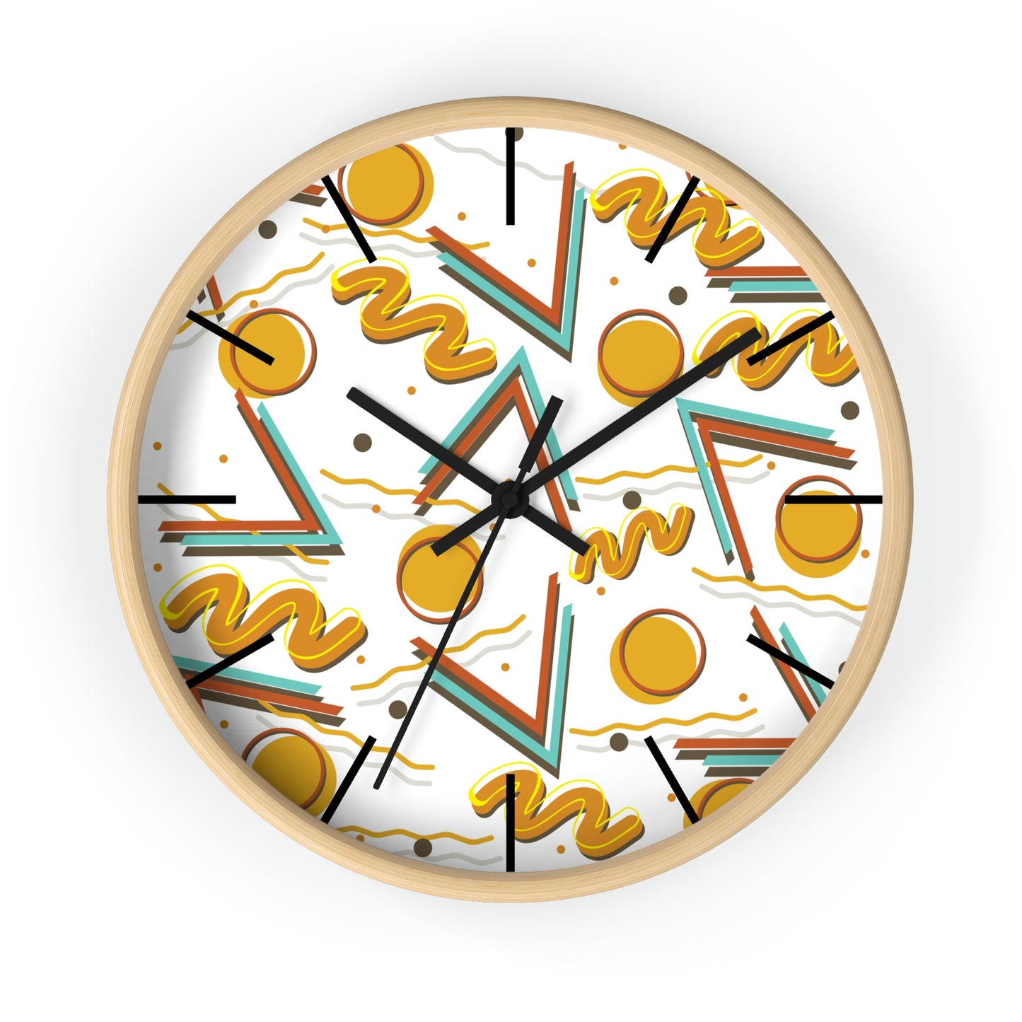 1980s Retro Abstract - Burger and Fries - Wall Clock