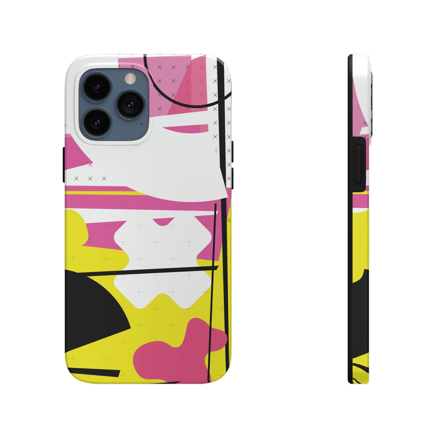 Tough Phone Cases, Case-Mate -80s Retro Abstract Graphic Art - Pink Yellow Black -